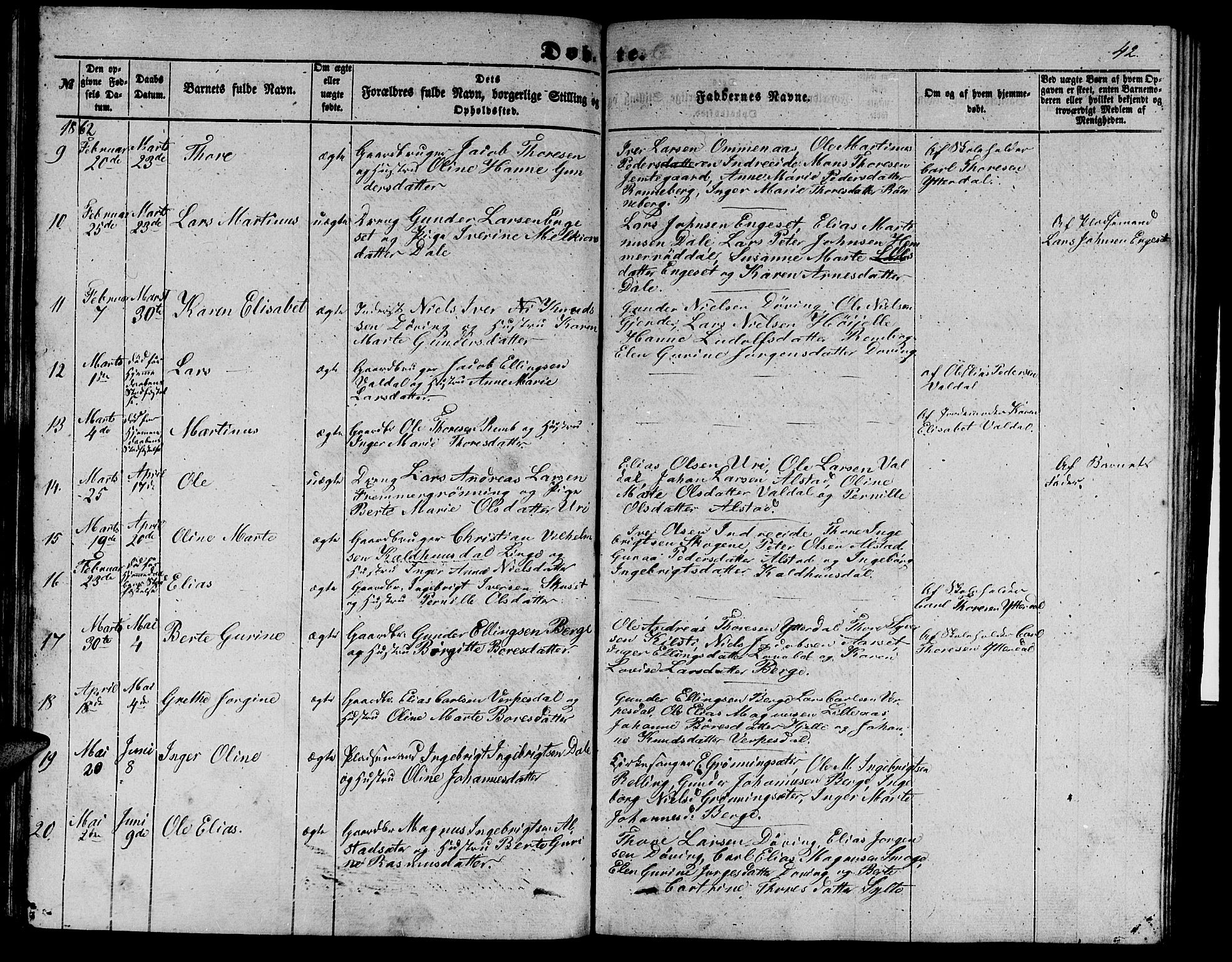 Ministerialprotokoller, klokkerbøker og fødselsregistre - Møre og Romsdal, AV/SAT-A-1454/519/L0261: Klokkerbok nr. 519C02, 1854-1867, s. 42