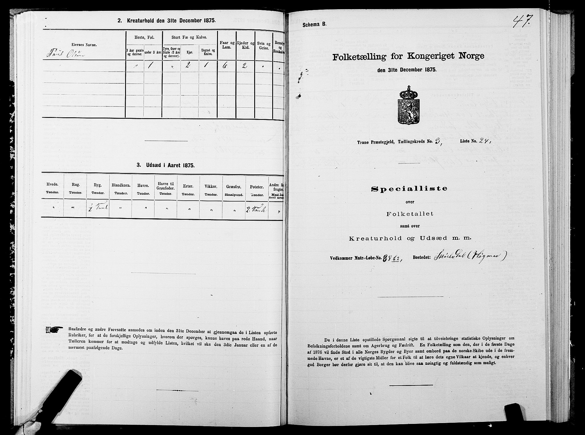 SATØ, Folketelling 1875 for 1927P Tranøy prestegjeld, 1875, s. 2047