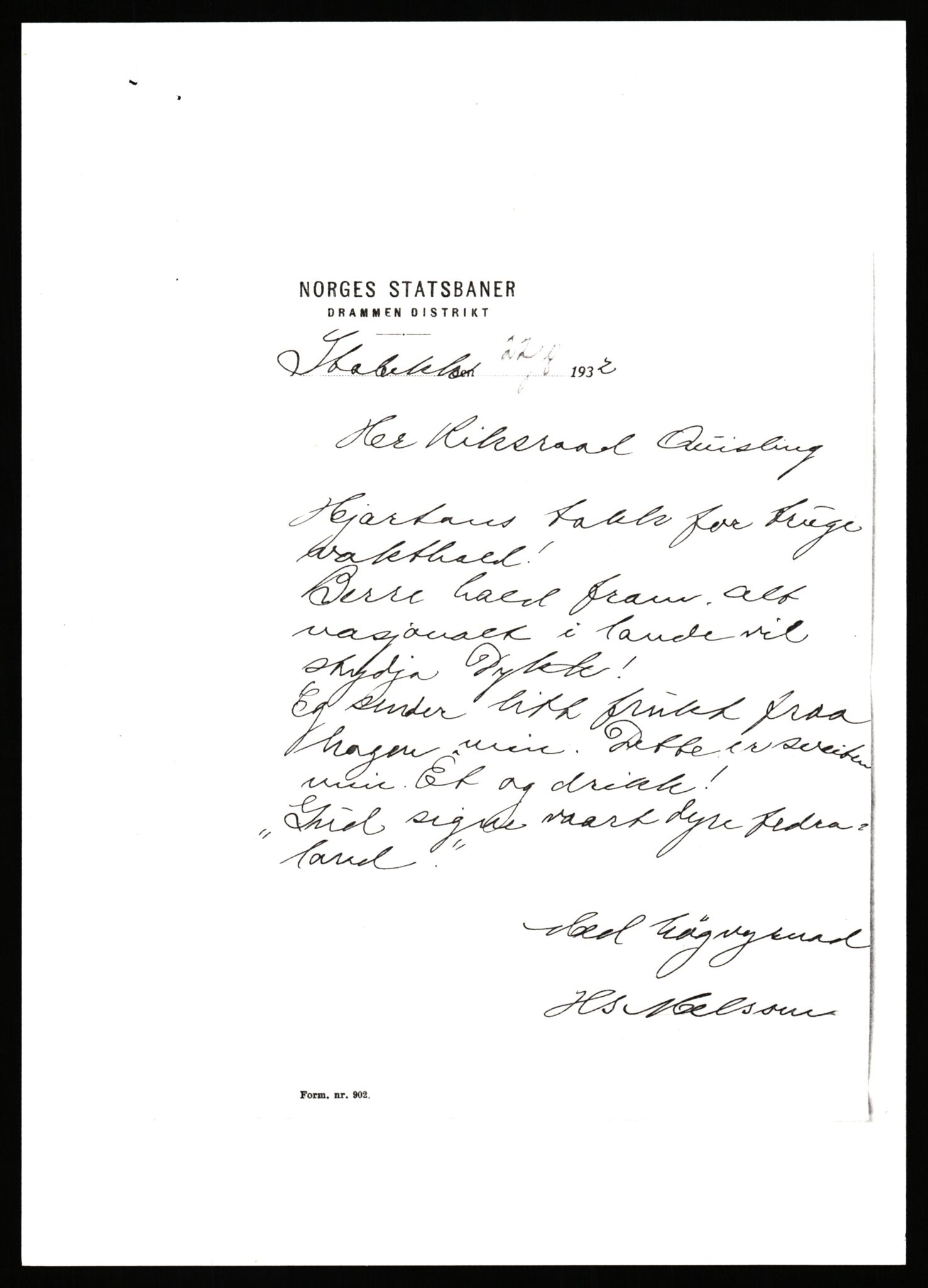 Quisling, Vidkun, AV/RA-PA-0750/G/Gf/L0001: Brev mv. til Vidkun Quisling, 1930-1938, s. 241