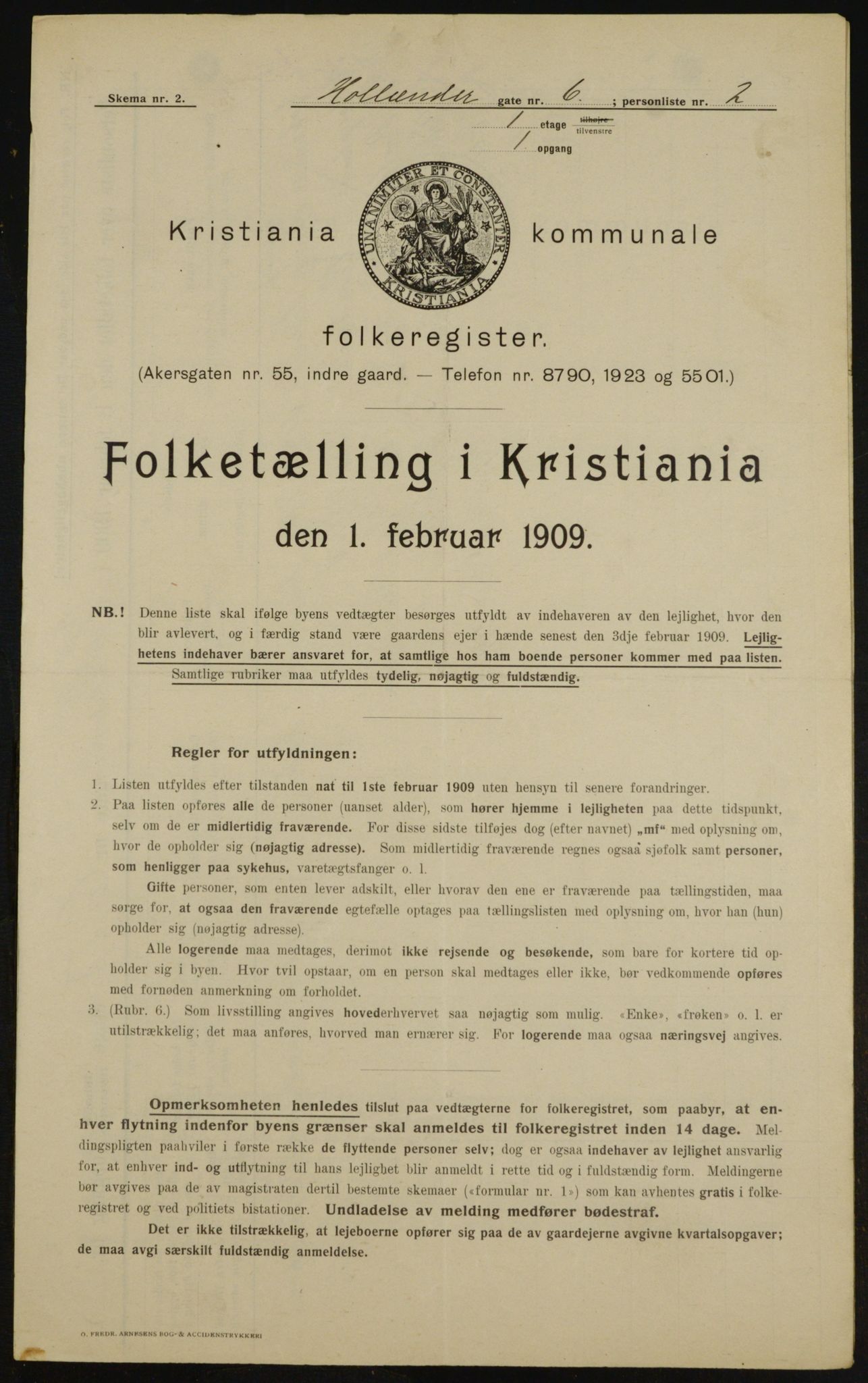 OBA, Kommunal folketelling 1.2.1909 for Kristiania kjøpstad, 1909, s. 36944