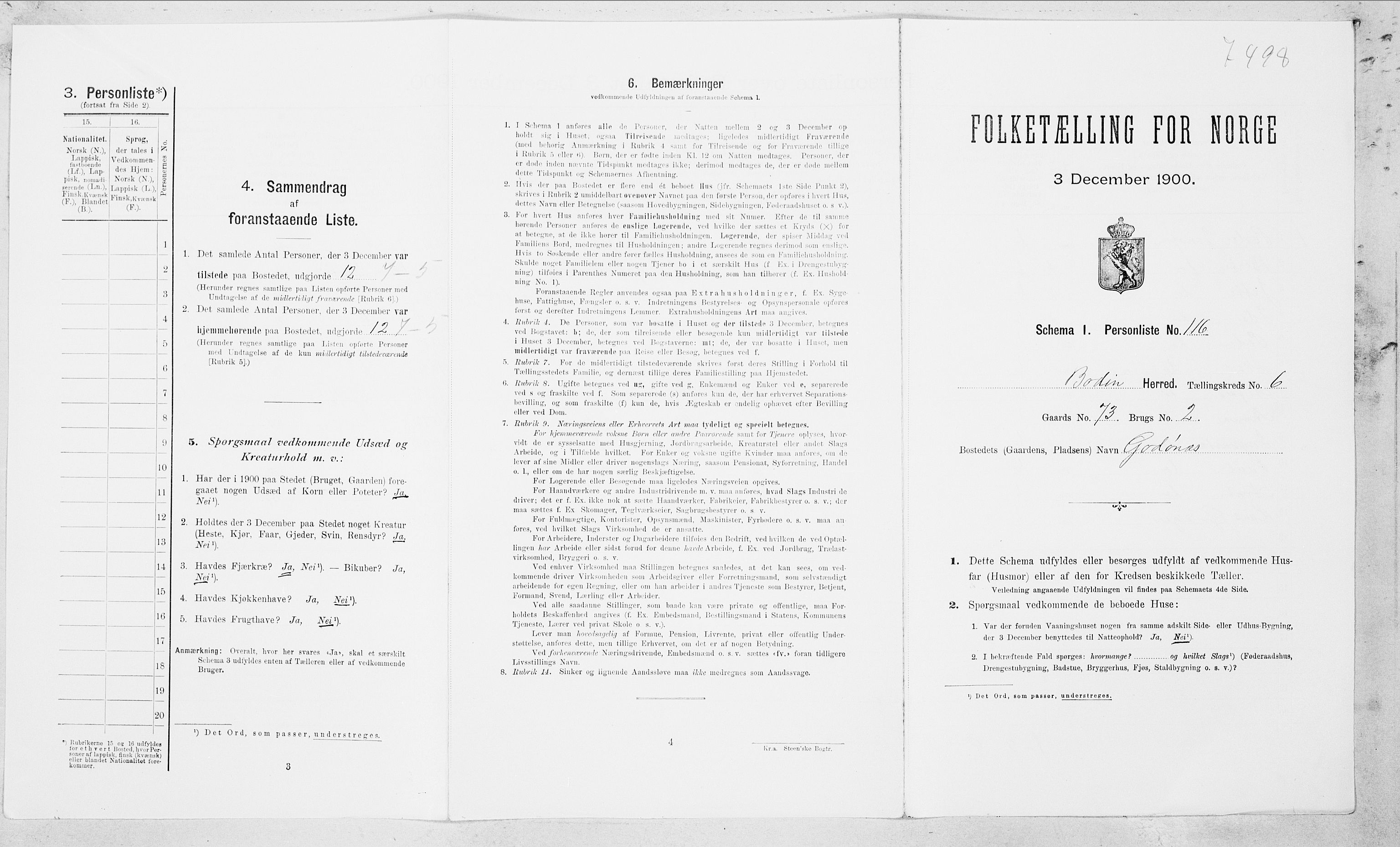 SAT, Folketelling 1900 for 1843 Bodin herred, 1900, s. 976