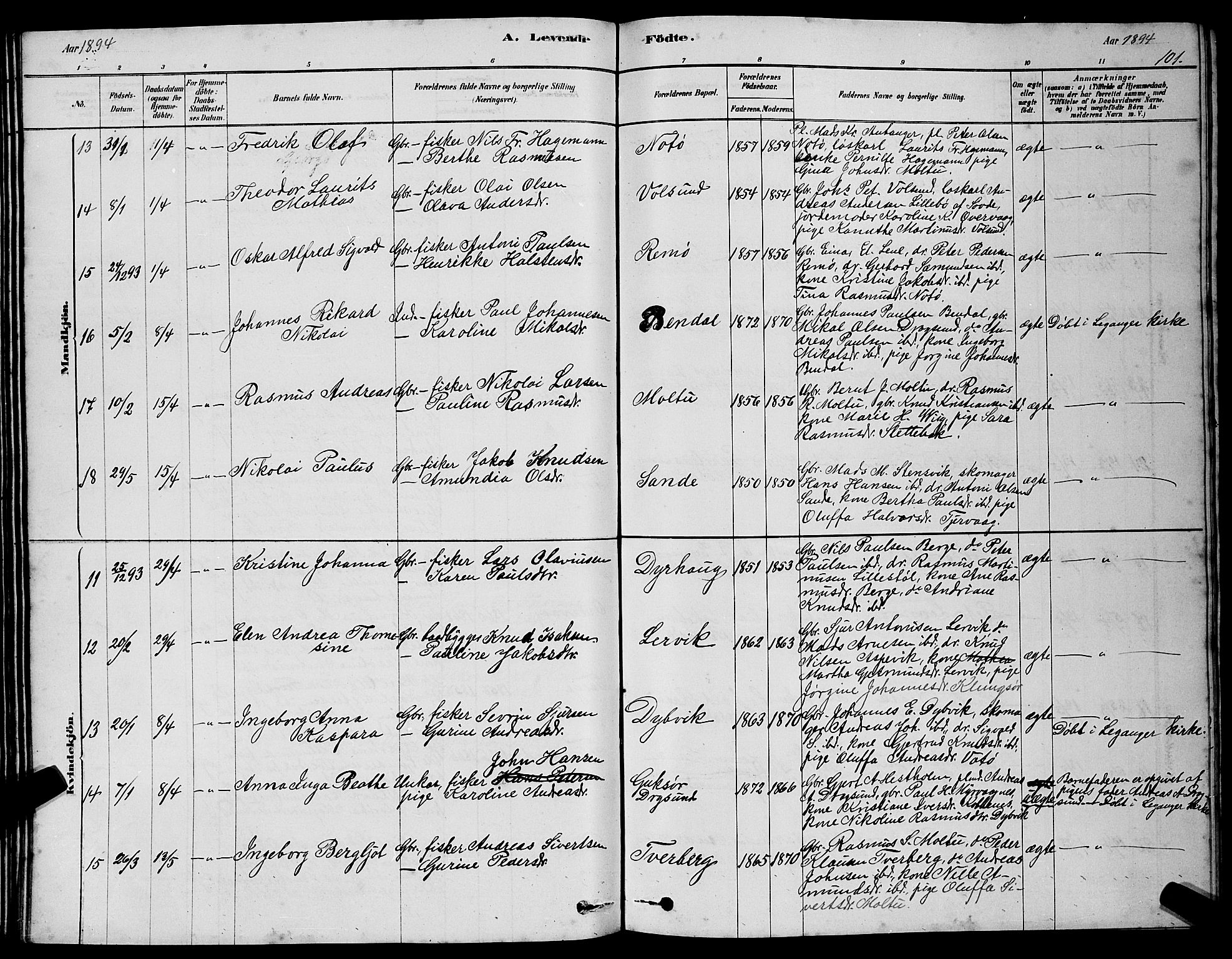 Ministerialprotokoller, klokkerbøker og fødselsregistre - Møre og Romsdal, SAT/A-1454/507/L0081: Klokkerbok nr. 507C04, 1878-1898, s. 101