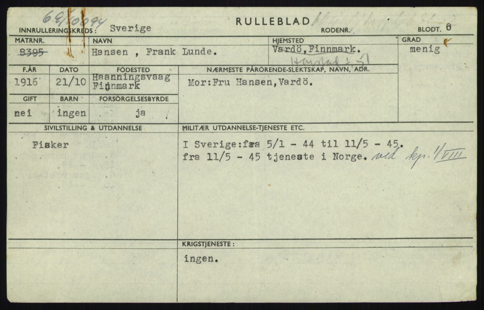 Forsvaret, Troms infanteriregiment nr. 16, AV/RA-RAFA-3146/P/Pa/L0021: Rulleblad for regimentets menige mannskaper, årsklasse 1937, 1937, s. 227