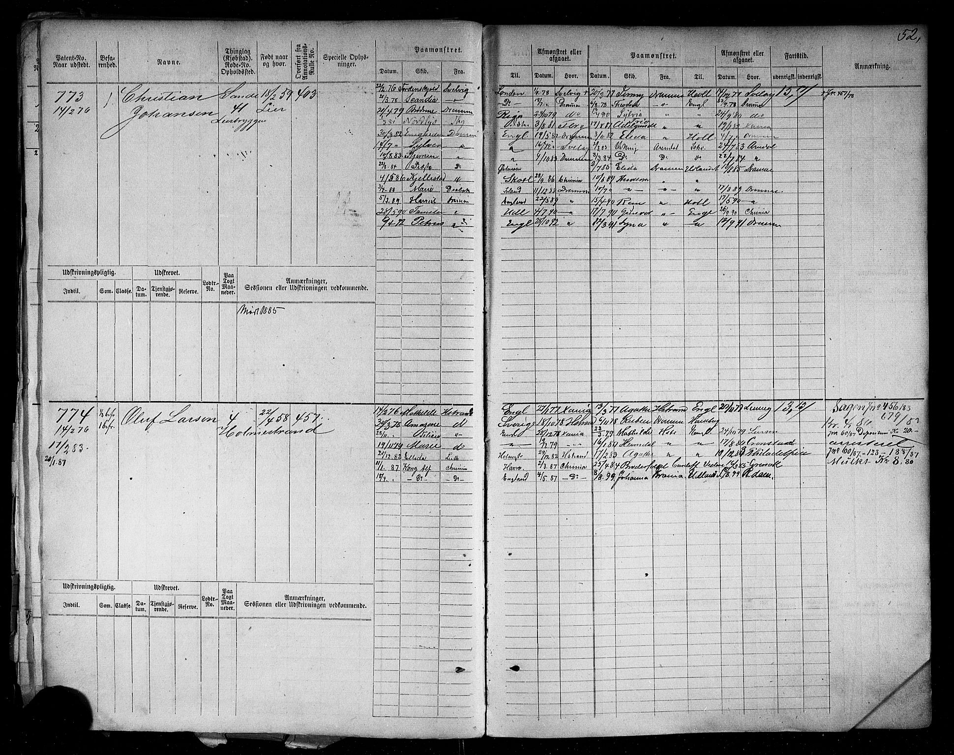 Holmestrand innrulleringskontor, SAKO/A-1151/F/Fc/L0004: Hovedrulle, 1872-1913, s. 89