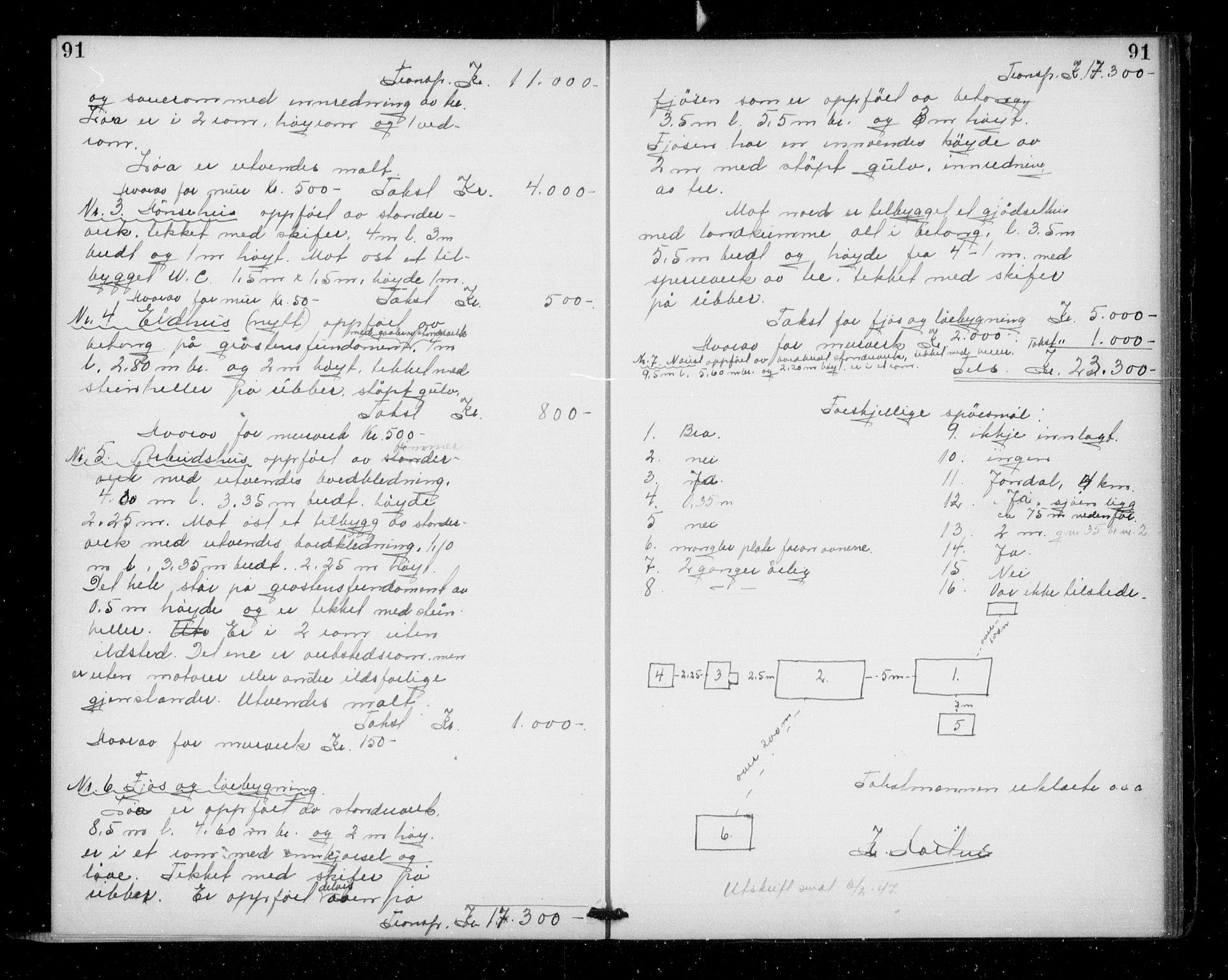 Lensmannen i Jondal, SAB/A-33101/0012/L0002: Branntakstprotokoll, 1886-1948, s. 91