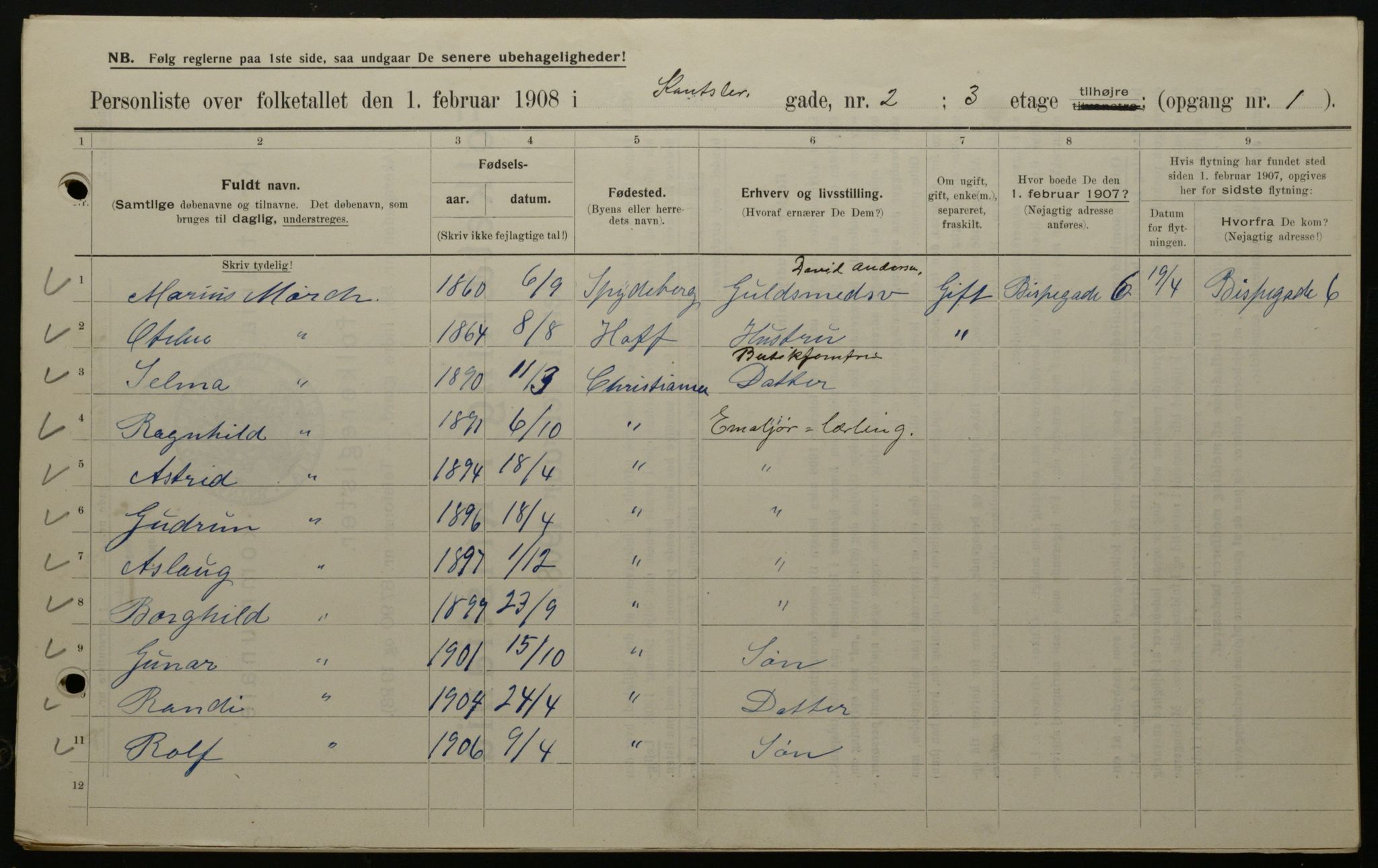 OBA, Kommunal folketelling 1.2.1908 for Kristiania kjøpstad, 1908, s. 42949