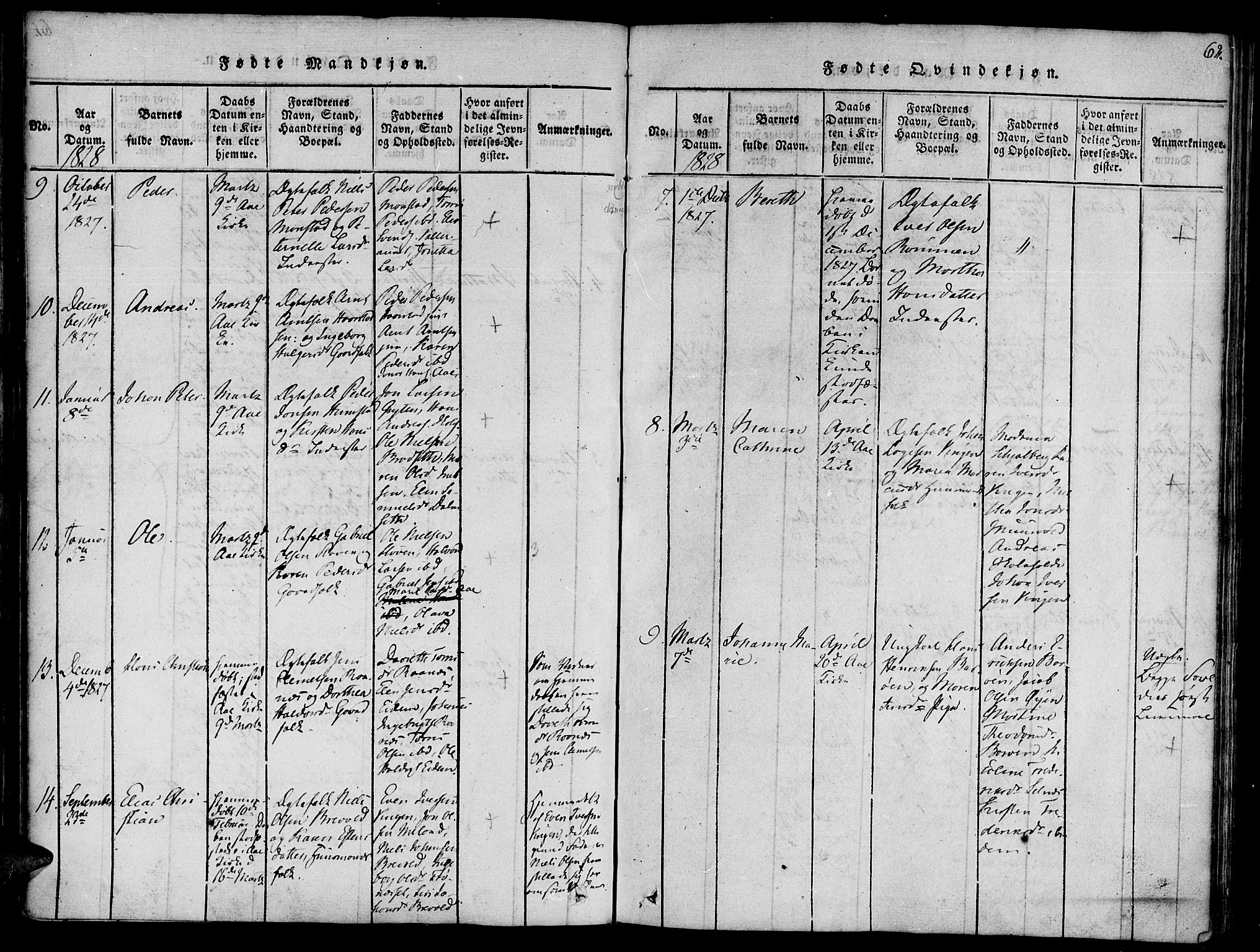 Ministerialprotokoller, klokkerbøker og fødselsregistre - Sør-Trøndelag, SAT/A-1456/655/L0675: Ministerialbok nr. 655A04, 1818-1830, s. 62