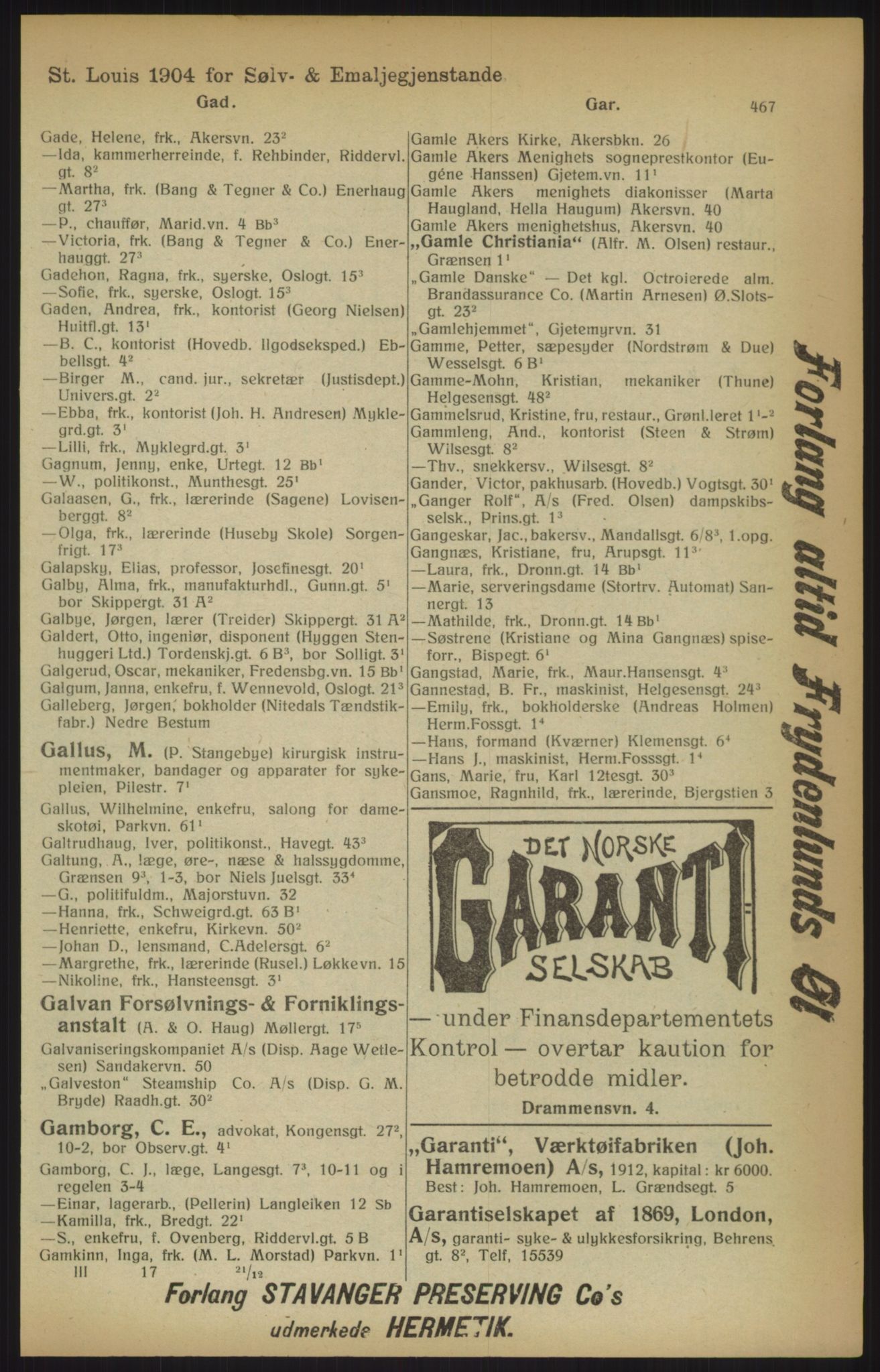 Kristiania/Oslo adressebok, PUBL/-, 1915, s. 467