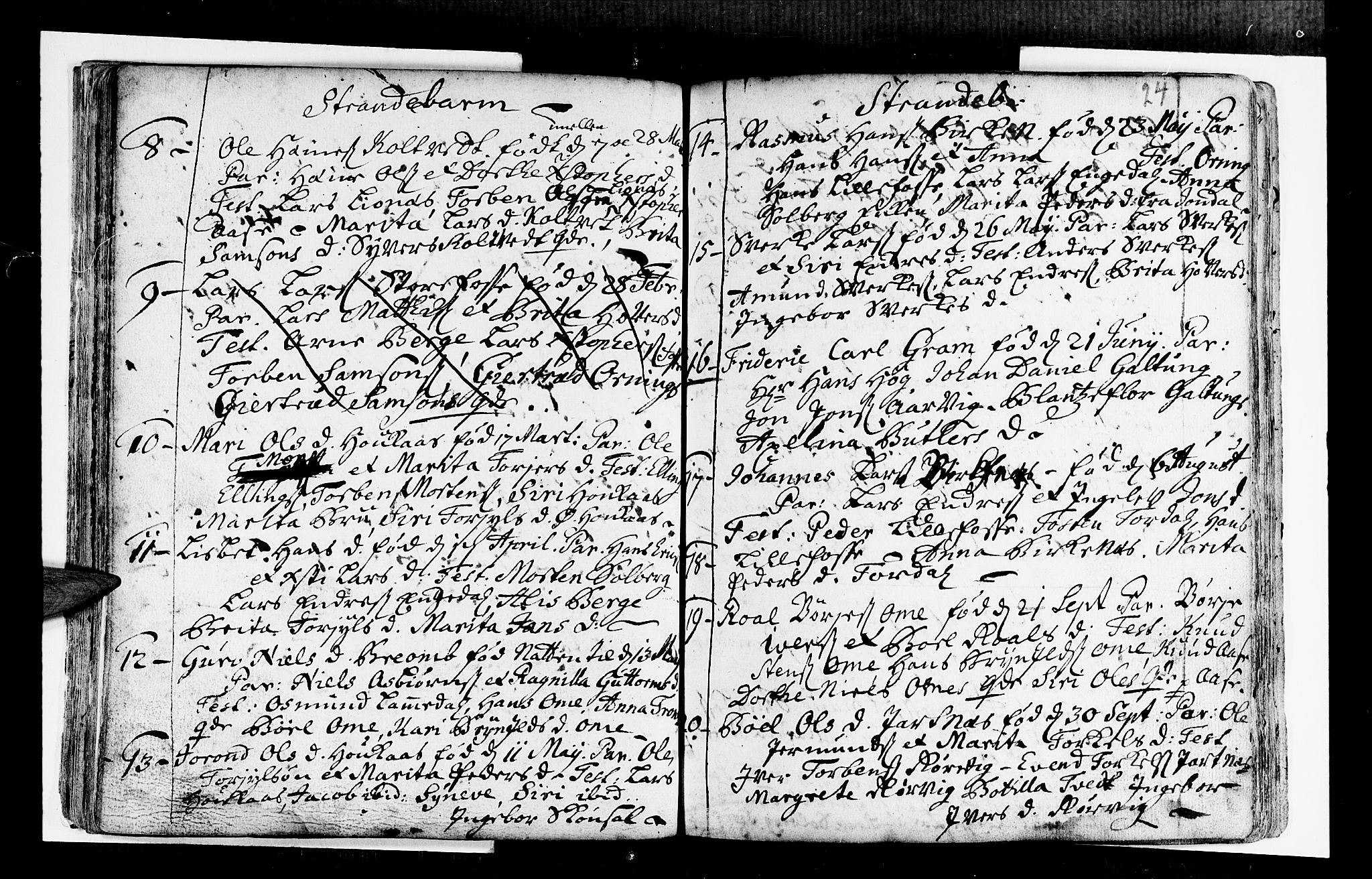 Strandebarm sokneprestembete, SAB/A-78401/H/Haa: Ministerialbok nr. A 2 /1, 1727-1750, s. 24