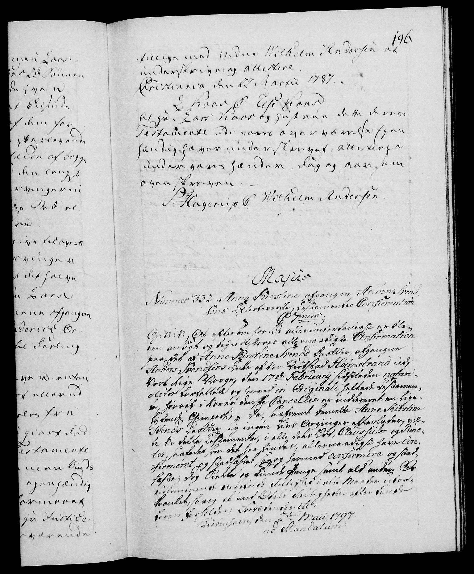 Danske Kanselli 1572-1799, RA/EA-3023/F/Fc/Fca/Fcaa/L0057: Norske registre, 1797, s. 196a