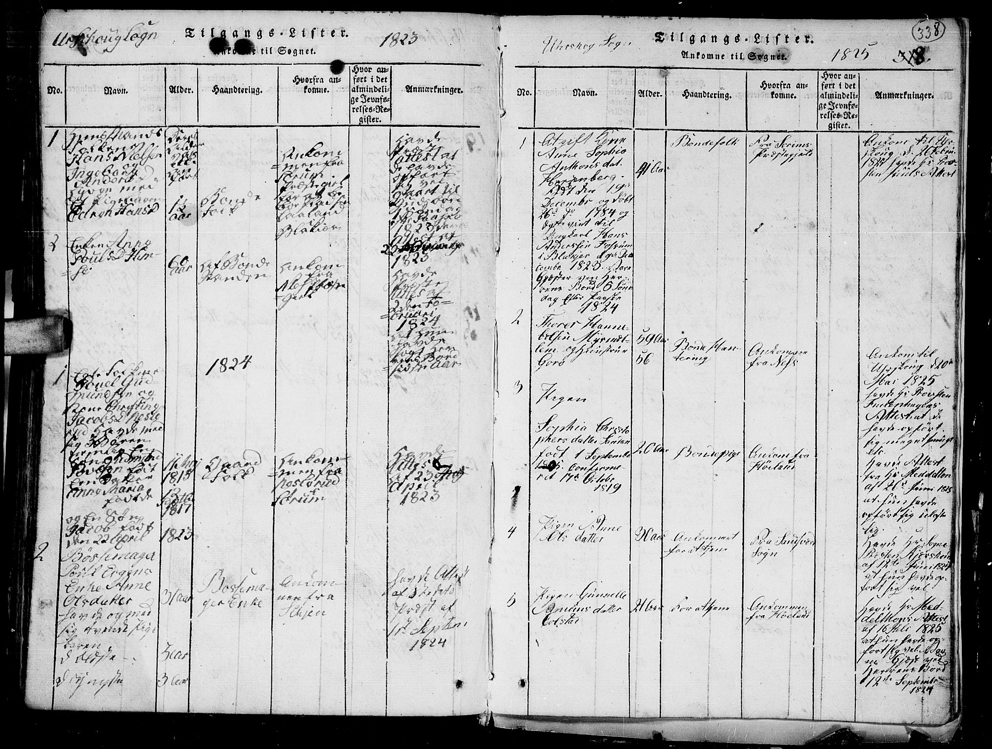 Aurskog prestekontor Kirkebøker, AV/SAO-A-10304a/G/Ga/L0001: Klokkerbok nr. I 1, 1814-1829, s. 338