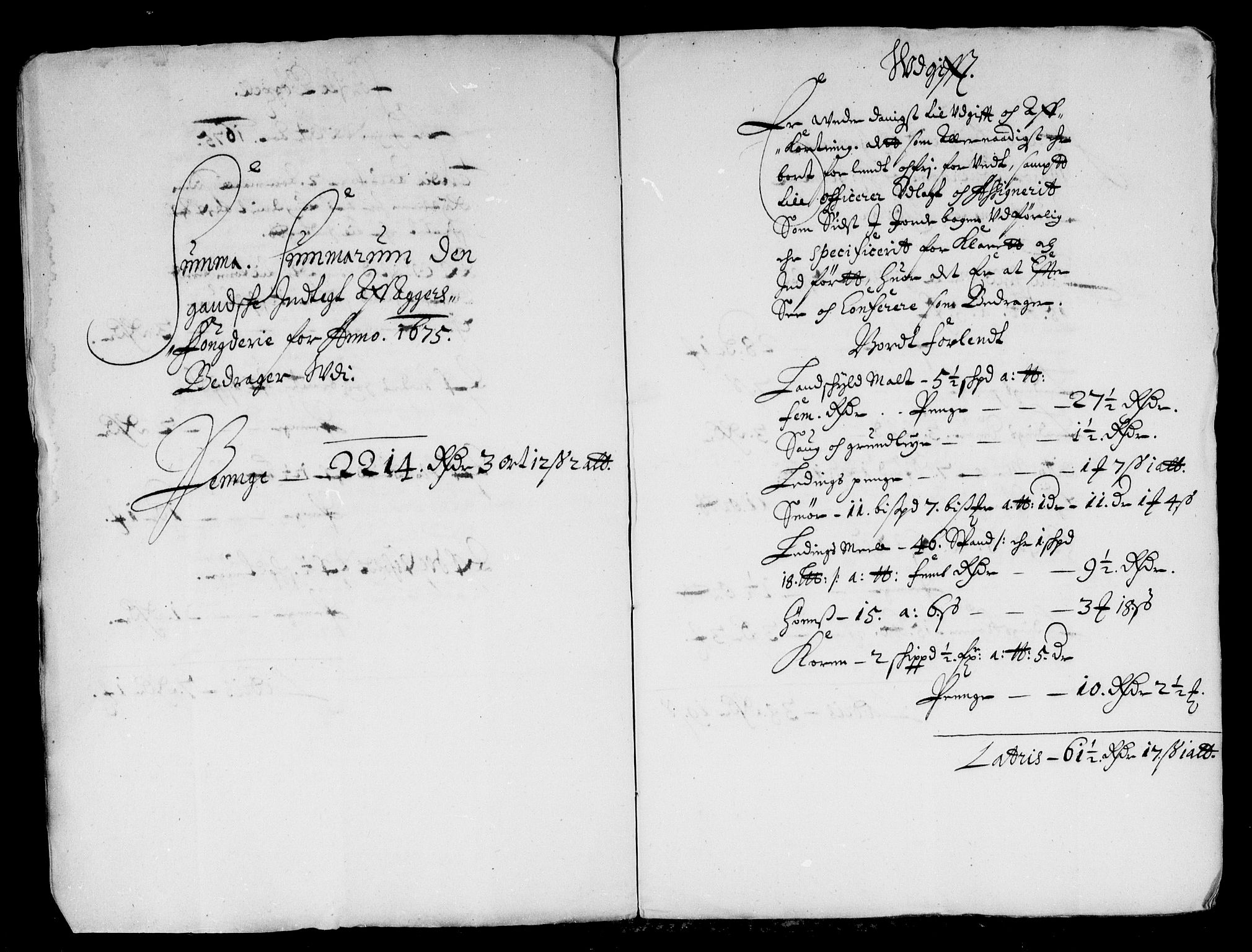 Rentekammeret inntil 1814, Reviderte regnskaper, Stiftamtstueregnskaper, Landkommissariatet på Akershus og Akershus stiftamt, AV/RA-EA-5869/R/Rb/L0110: Akershus stiftamt, 1675