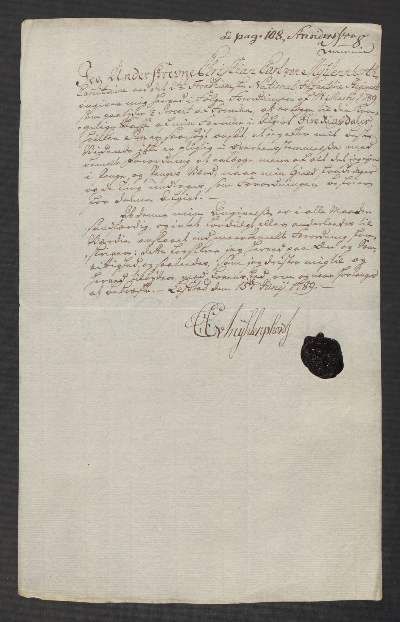 Rentekammeret inntil 1814, Reviderte regnskaper, Mindre regnskaper, AV/RA-EA-4068/Rf/Rfe/L0047: Strinda og Selbu fogderi. Strømsø, 1789, s. 230