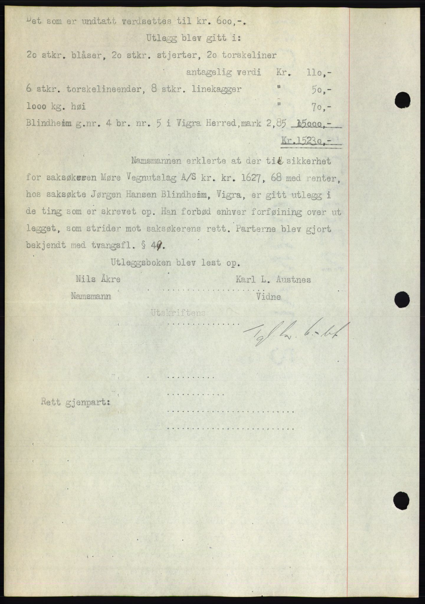Nordre Sunnmøre sorenskriveri, AV/SAT-A-0006/1/2/2C/2Ca/L0037: Pantebok nr. 40, 1927-1927, Tingl.dato: 05.09.1927