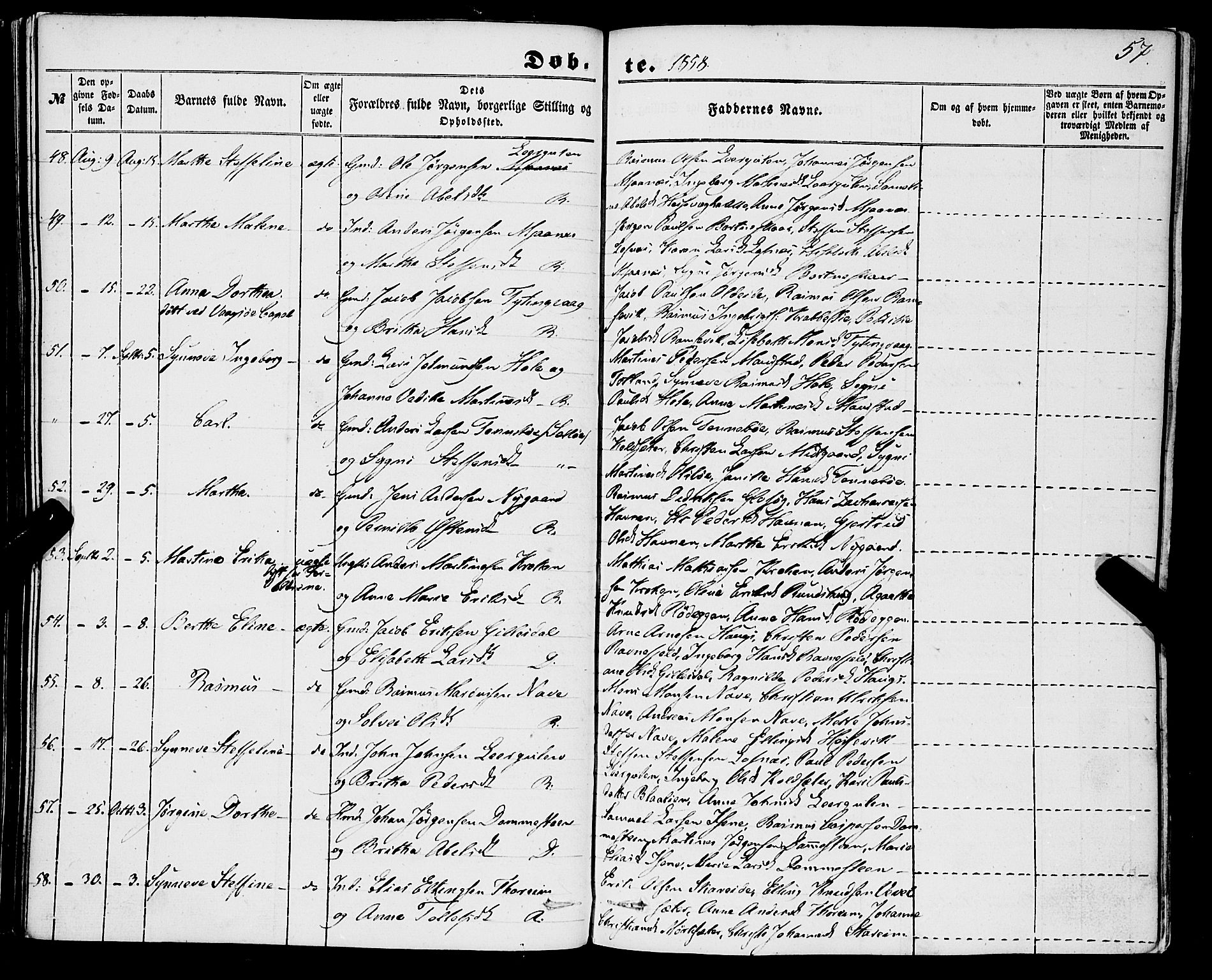 Davik sokneprestembete, AV/SAB-A-79701/H/Haa/Haaa/L0005: Ministerialbok nr. A 5, 1850-1866, s. 57