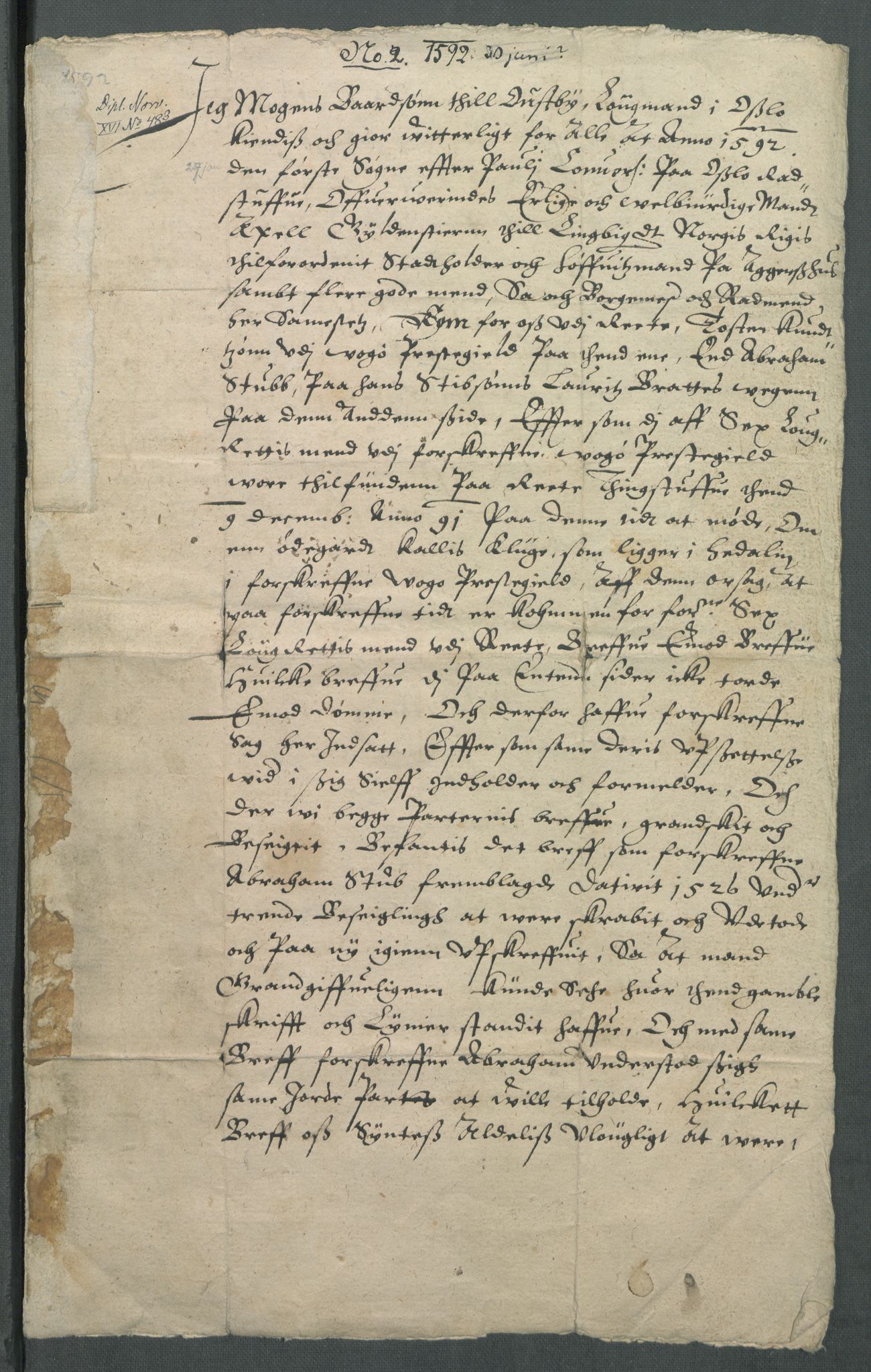 Riksarkivets diplomsamling, AV/RA-EA-5965/F02/L0095: Dokumenter, 1592, s. 8