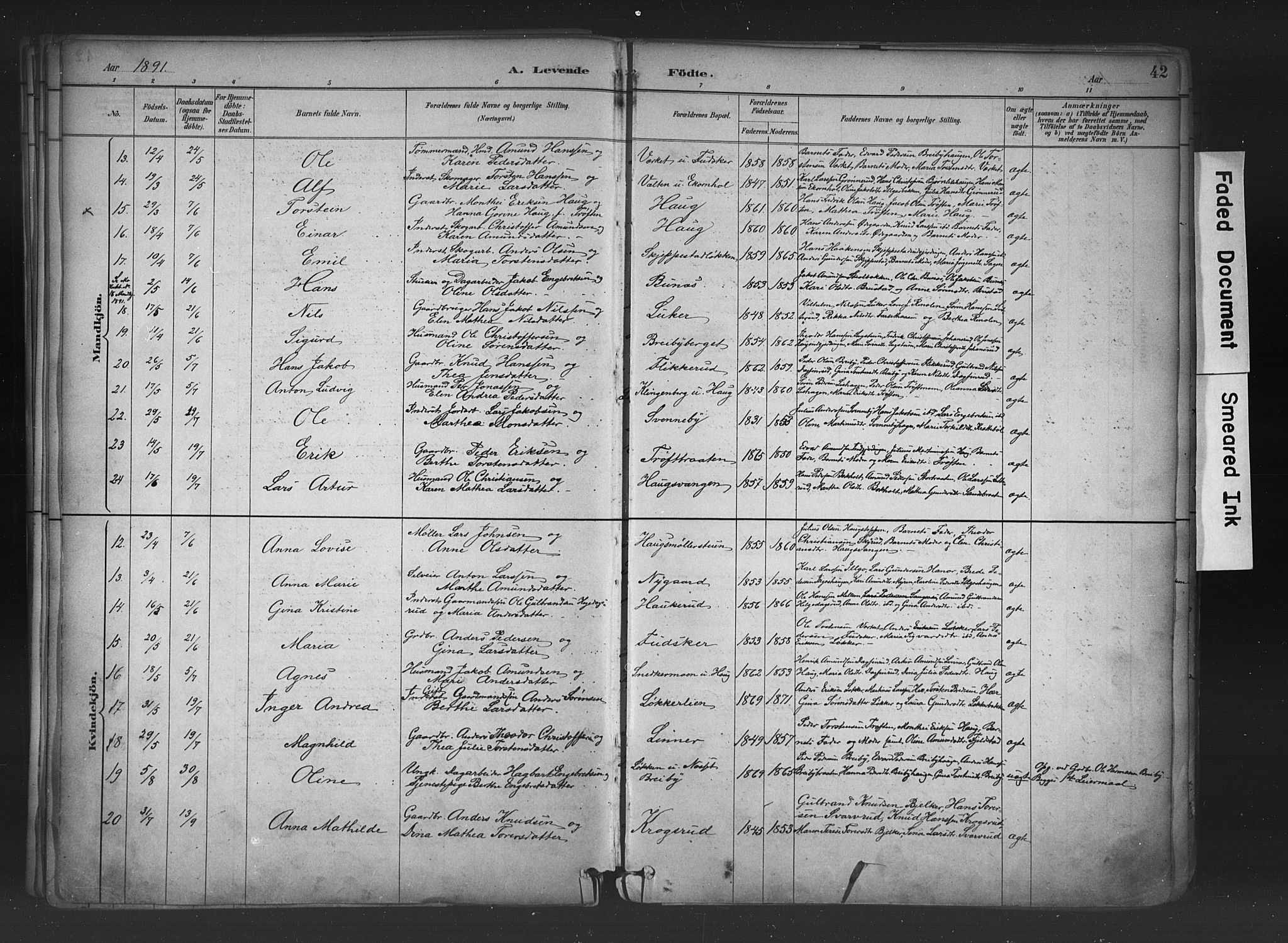 Nord-Odal prestekontor, AV/SAH-PREST-032/H/Ha/Haa/L0006: Ministerialbok nr. 6, 1886-1901, s. 42