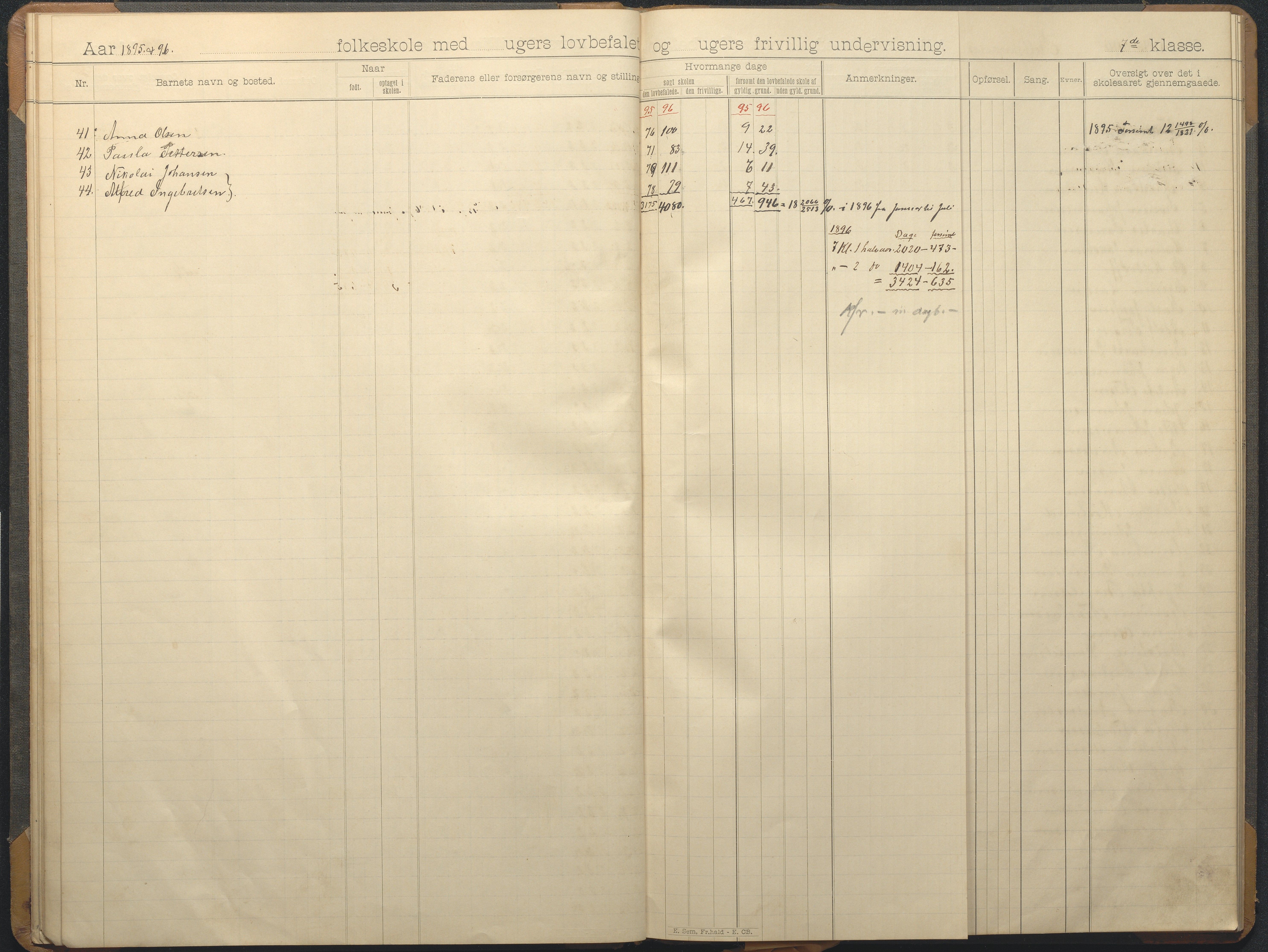 Hisøy kommune frem til 1991, AAKS/KA0922-PK/32/L0012: Skoleprotokoll, 1892-1906