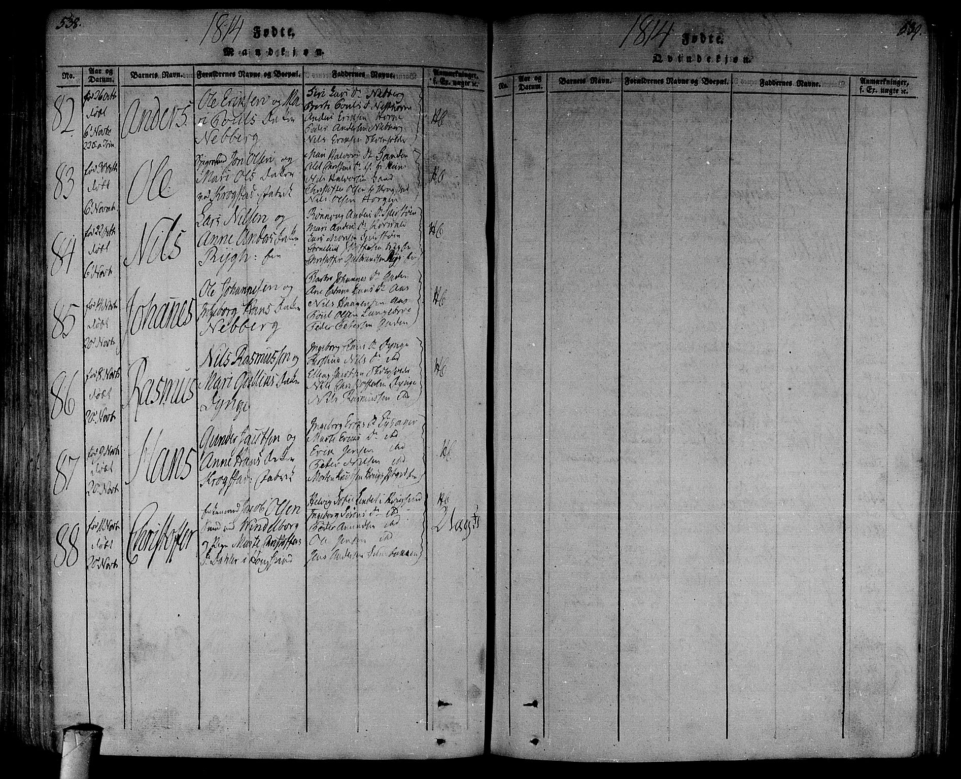 Eiker kirkebøker, SAKO/A-4/F/Fa/L0010: Ministerialbok nr. I 10, 1806-1815, s. 538-539