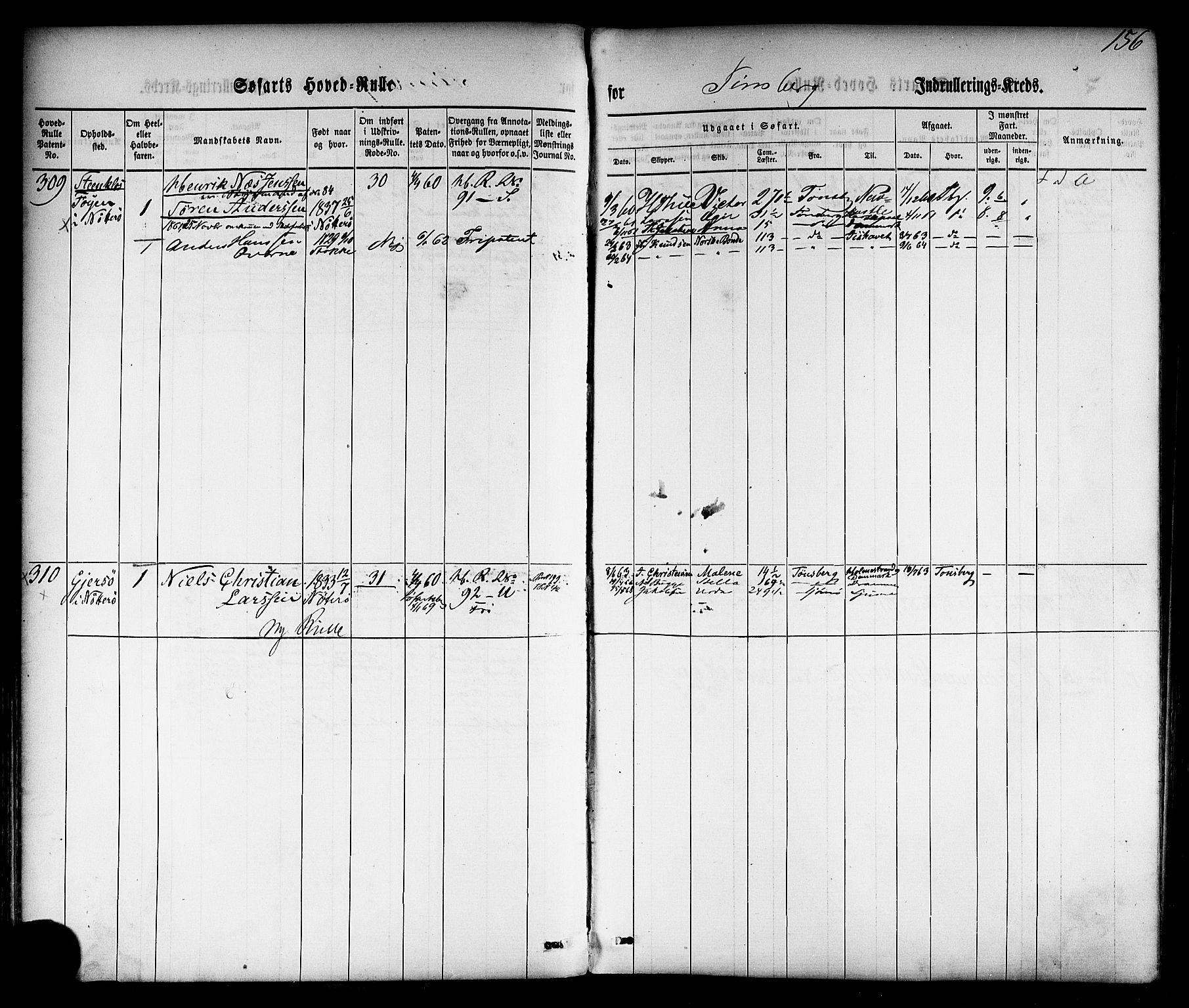 Tønsberg innrulleringskontor, AV/SAKO-A-786/F/Fc/Fca/L0001: Hovedrulle Patent nr. 1-1428, 1860-1861, s. 195