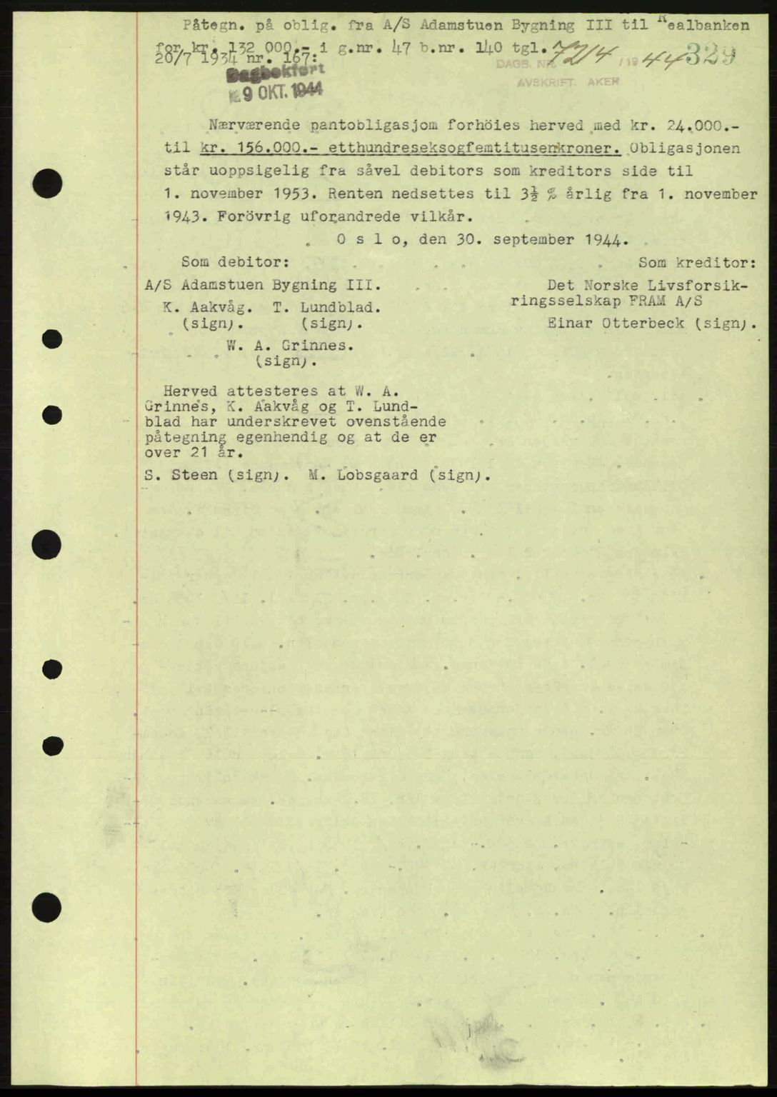 Aker herredsskriveri, SAO/A-10896/G/Gb/Gba/Gbac/L0035: Pantebok nr. B200-201, 1944-1944, Dagboknr: 7214/1944