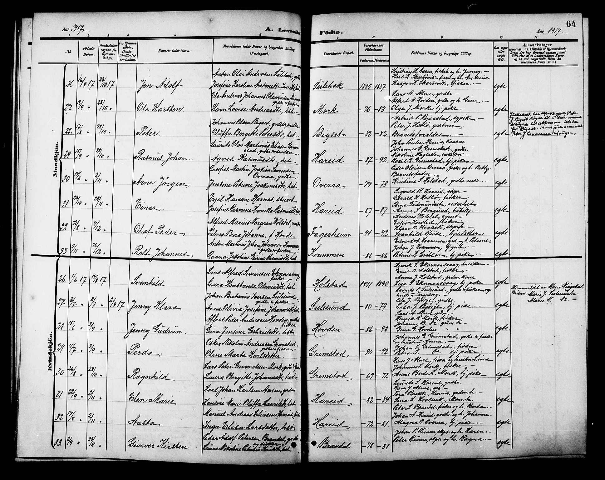 Ministerialprotokoller, klokkerbøker og fødselsregistre - Møre og Romsdal, AV/SAT-A-1454/510/L0126: Klokkerbok nr. 510C03, 1900-1922, s. 64