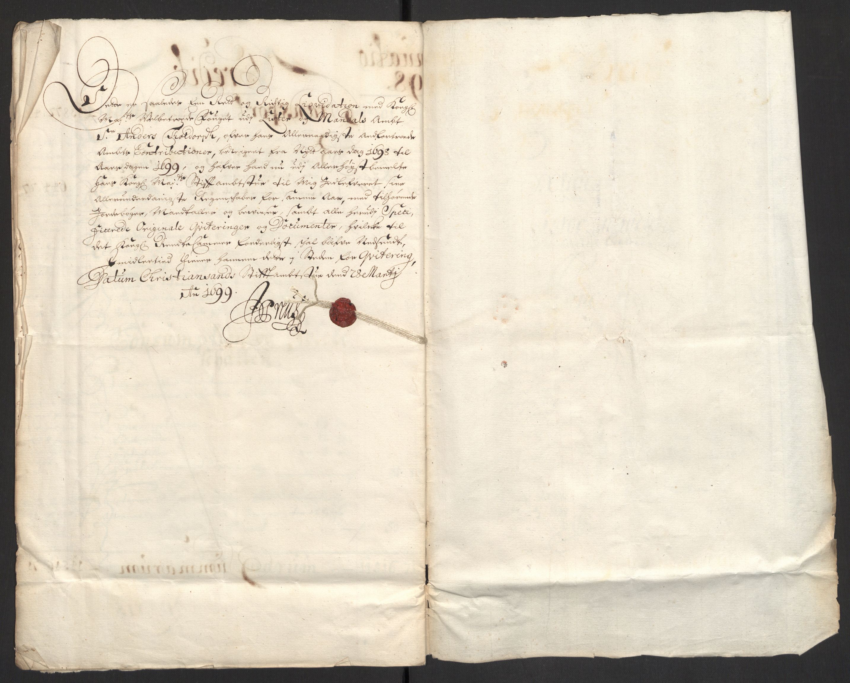 Rentekammeret inntil 1814, Reviderte regnskaper, Fogderegnskap, AV/RA-EA-4092/R43/L2547: Fogderegnskap Lista og Mandal, 1698-1699, s. 10