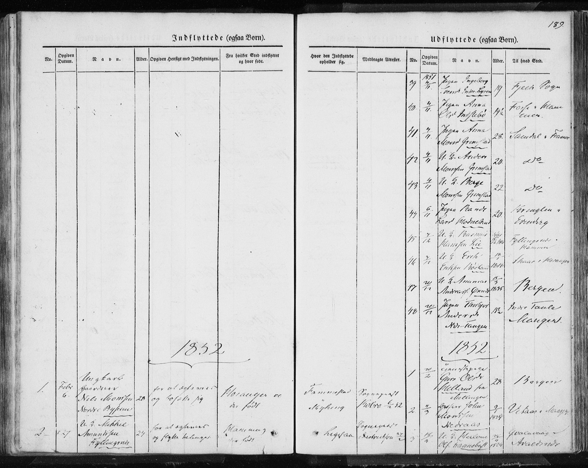 Lindås Sokneprestembete, AV/SAB-A-76701/H/Haa/Haaa/L0010: Ministerialbok nr. A 10, 1842-1862, s. 189