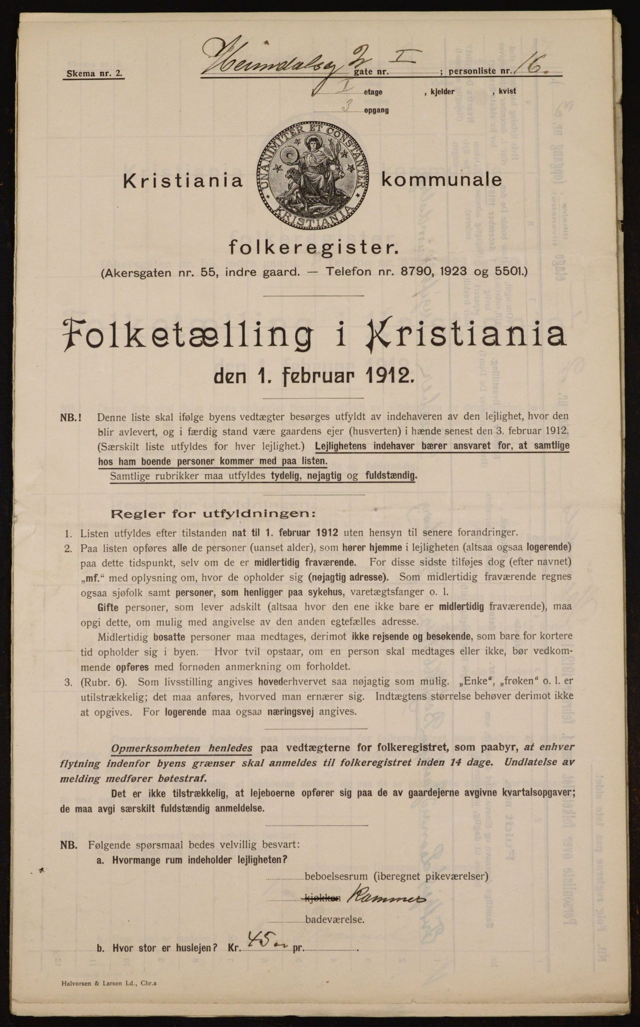OBA, Kommunal folketelling 1.2.1912 for Kristiania, 1912, s. 36983