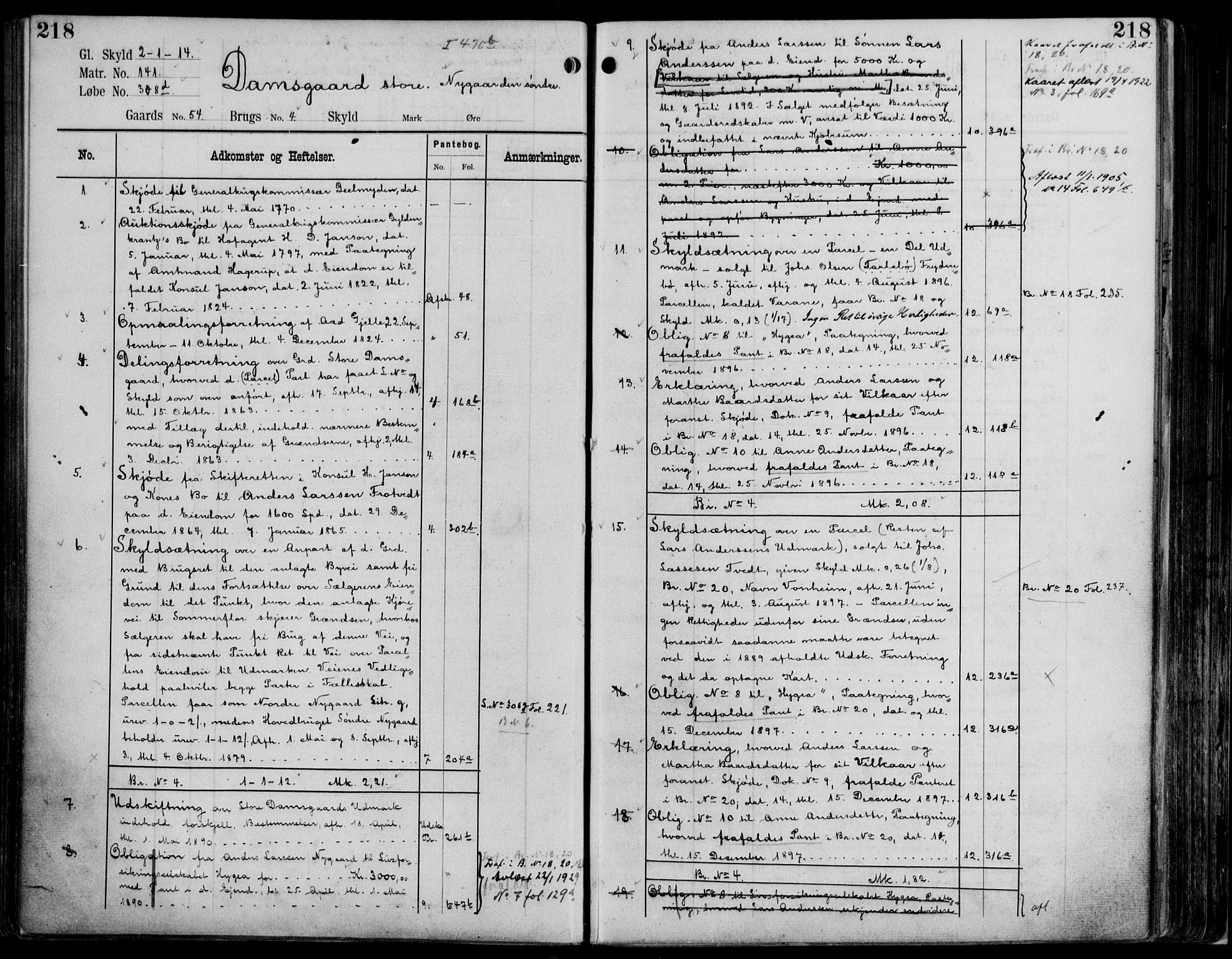 Midhordland sorenskriveri, AV/SAB-A-3001/1/G/Ga/Gab/L0114: Panteregister nr. II.A.b.114, s. 218