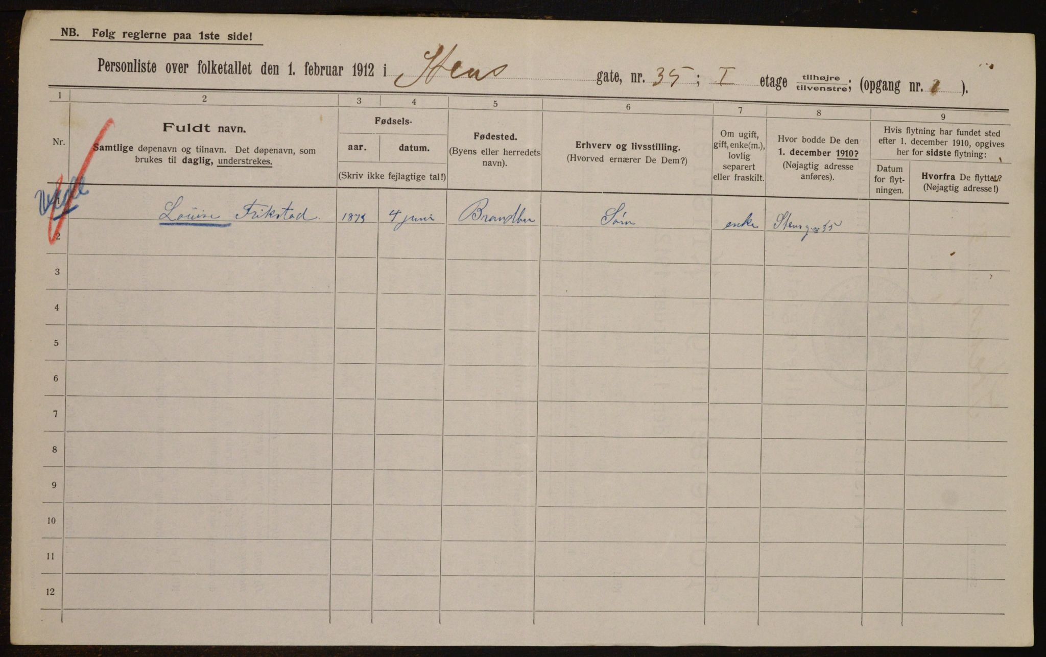 OBA, Kommunal folketelling 1.2.1912 for Kristiania, 1912, s. 102347