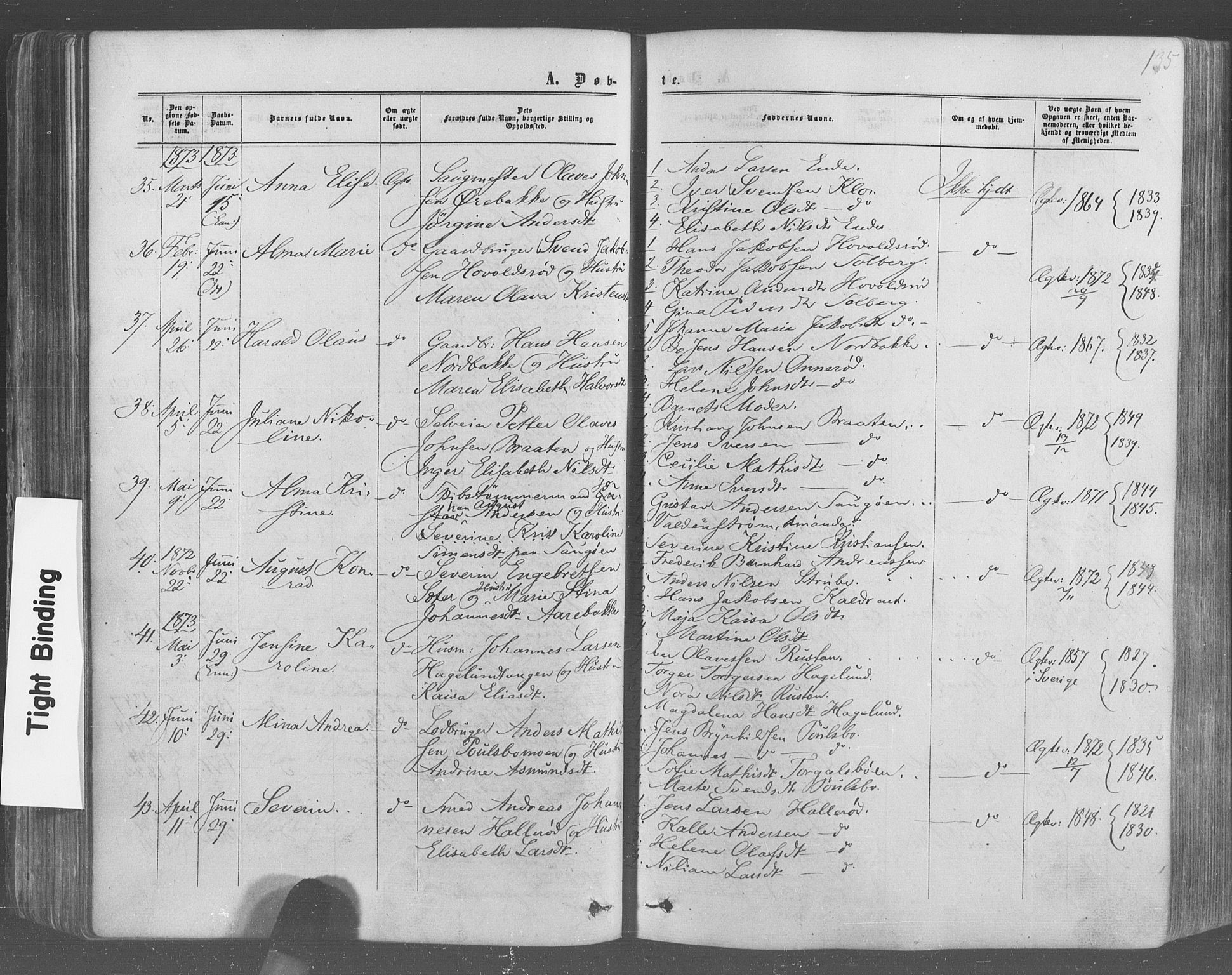 Idd prestekontor Kirkebøker, AV/SAO-A-10911/F/Fc/L0005: Ministerialbok nr. III 5, 1861-1877, s. 135