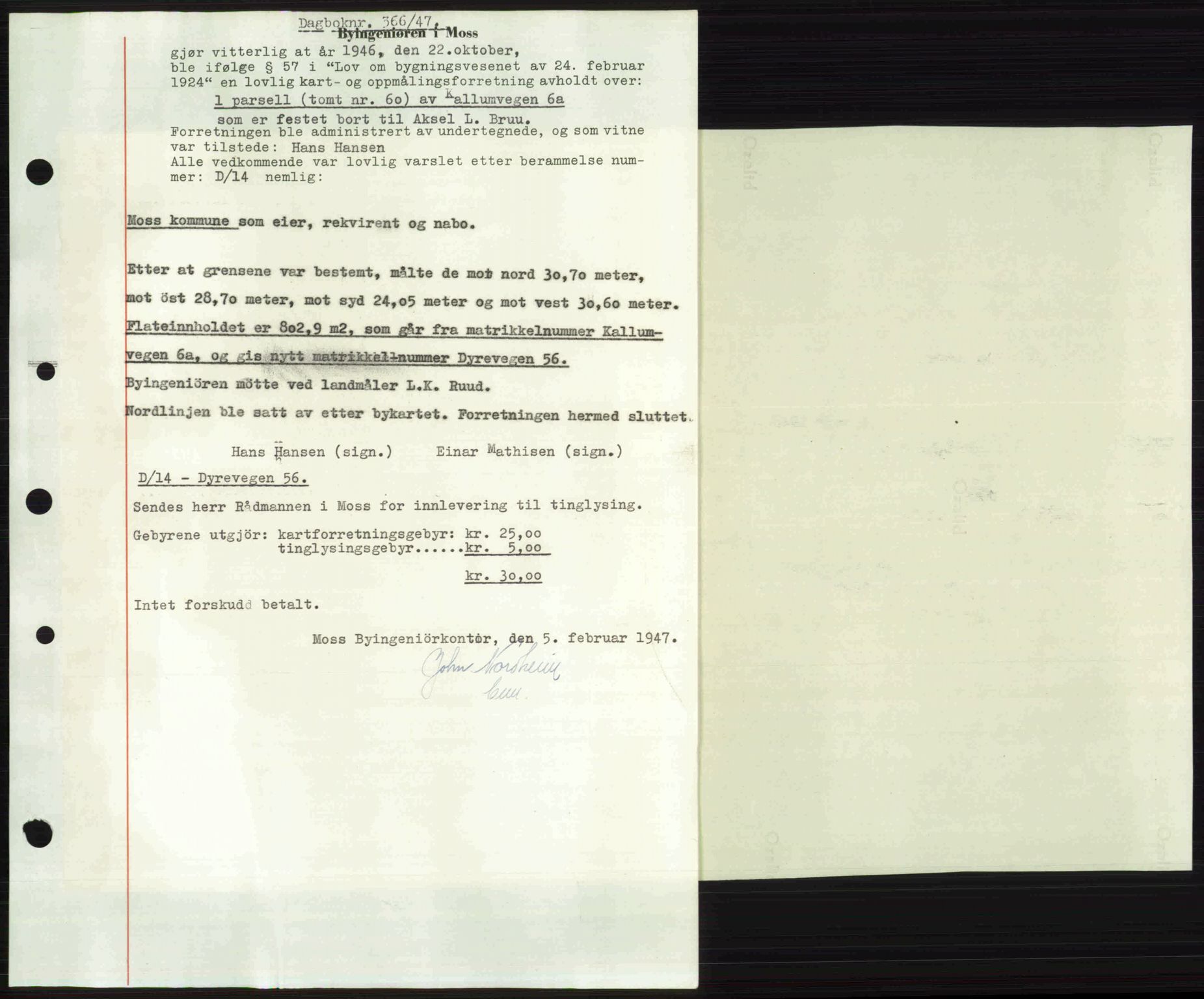Moss sorenskriveri, SAO/A-10168: Pantebok nr. A17, 1947-1947, Dagboknr: 366/1947