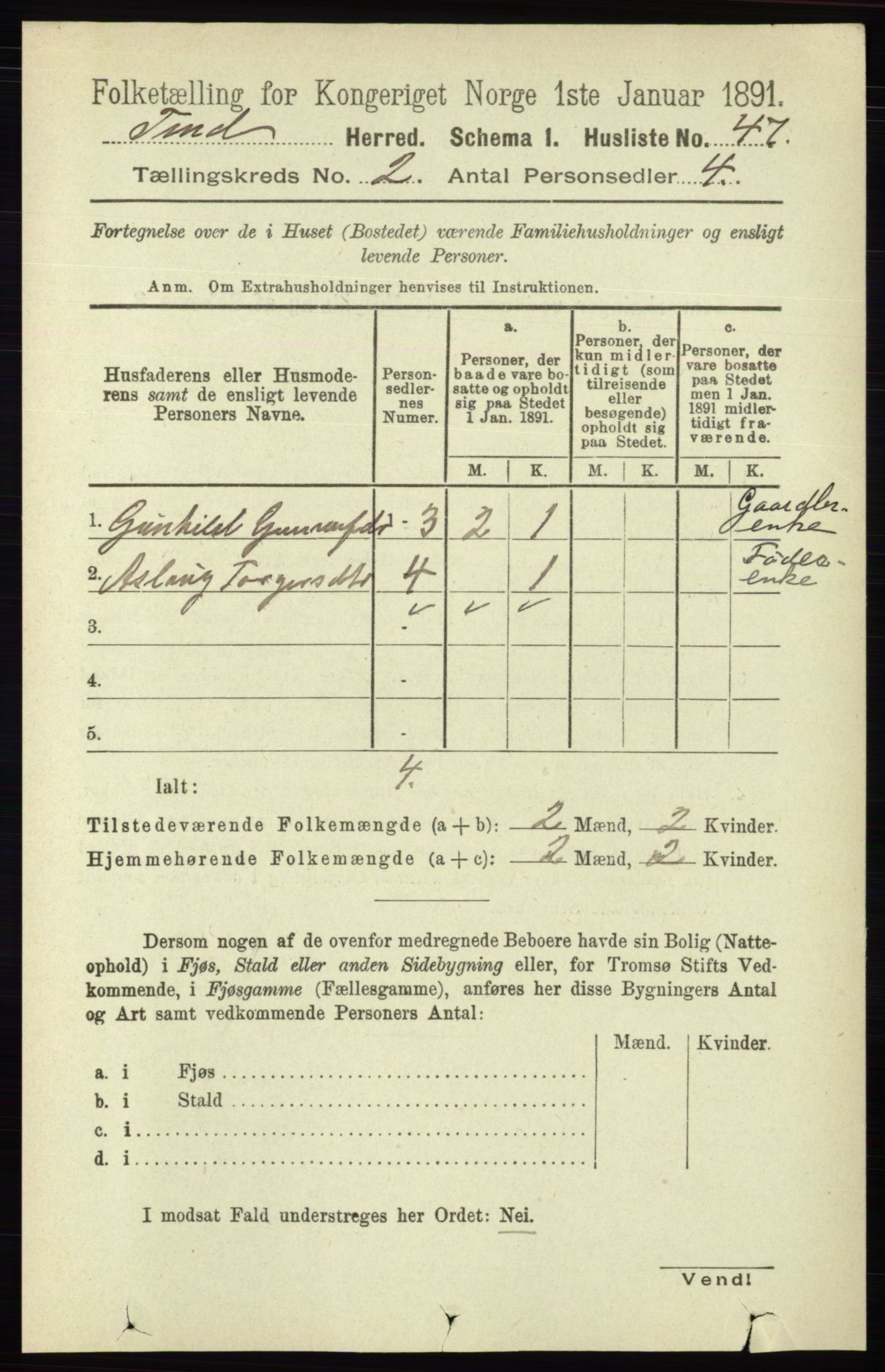 RA, Folketelling 1891 for 0826 Tinn herred, 1891, s. 137