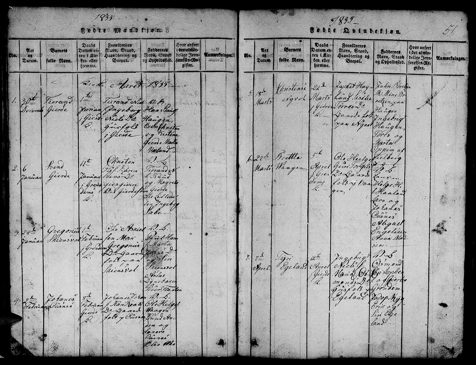 Etne sokneprestembete, SAB/A-75001/H/Hab: Klokkerbok nr. B 1, 1815-1850, s. 51