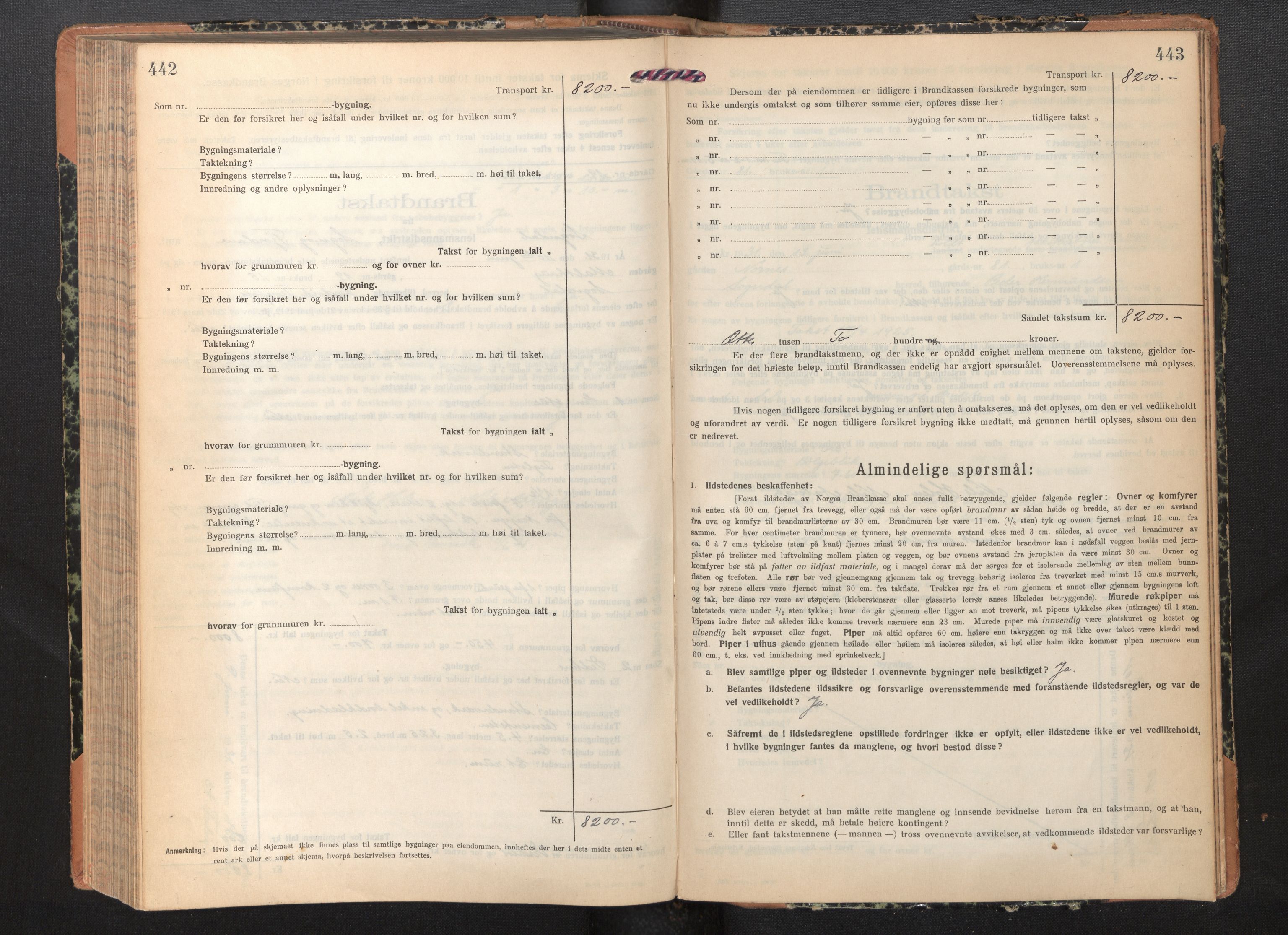 Lensmannen i Sogndal, AV/SAB-A-29901/0012/L0012: Branntakstprotokoll, skjematakst, 1922-1931, s. 442-443