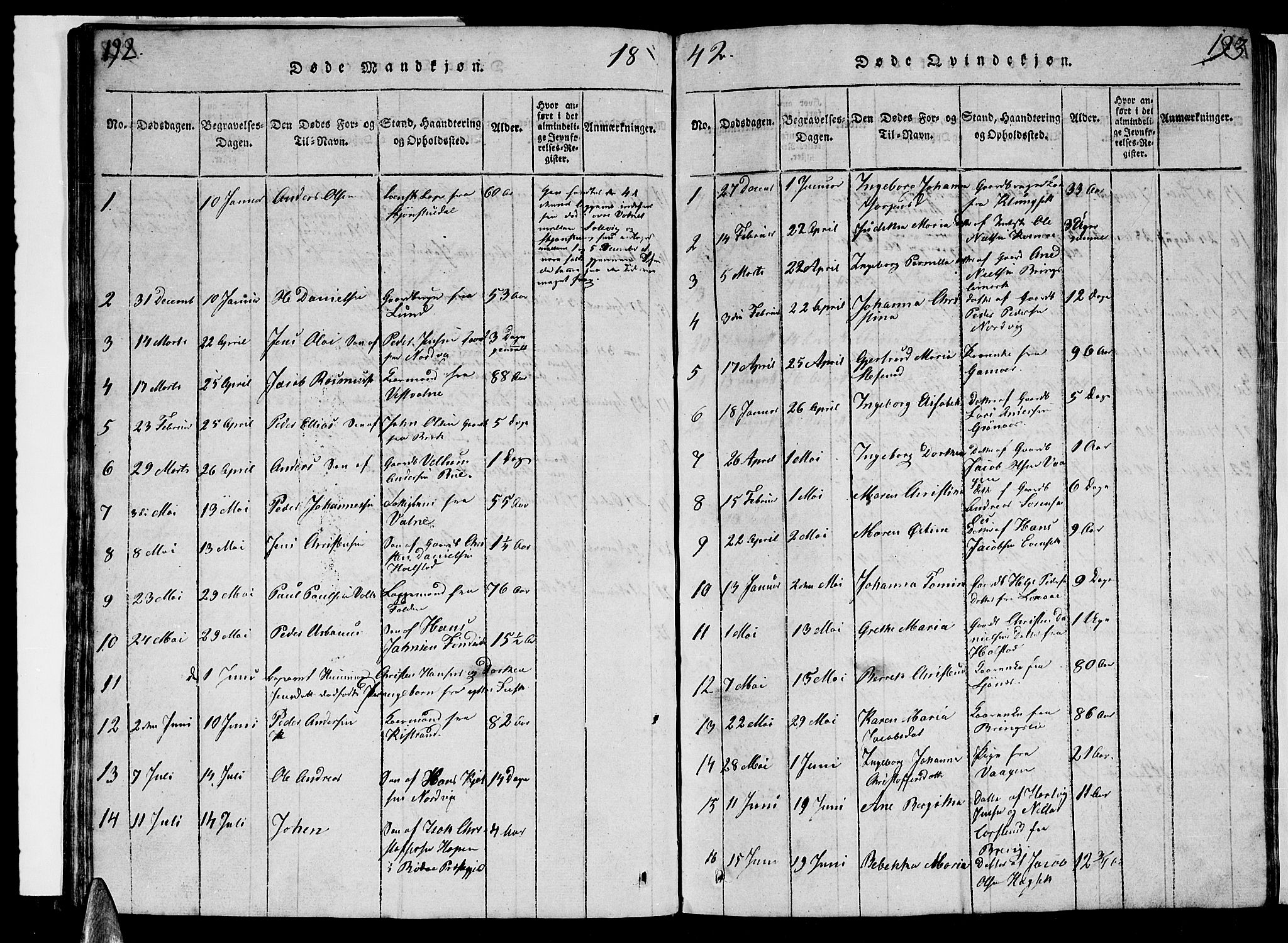 Ministerialprotokoller, klokkerbøker og fødselsregistre - Nordland, AV/SAT-A-1459/852/L0752: Klokkerbok nr. 852C03, 1840-1855, s. 192-193