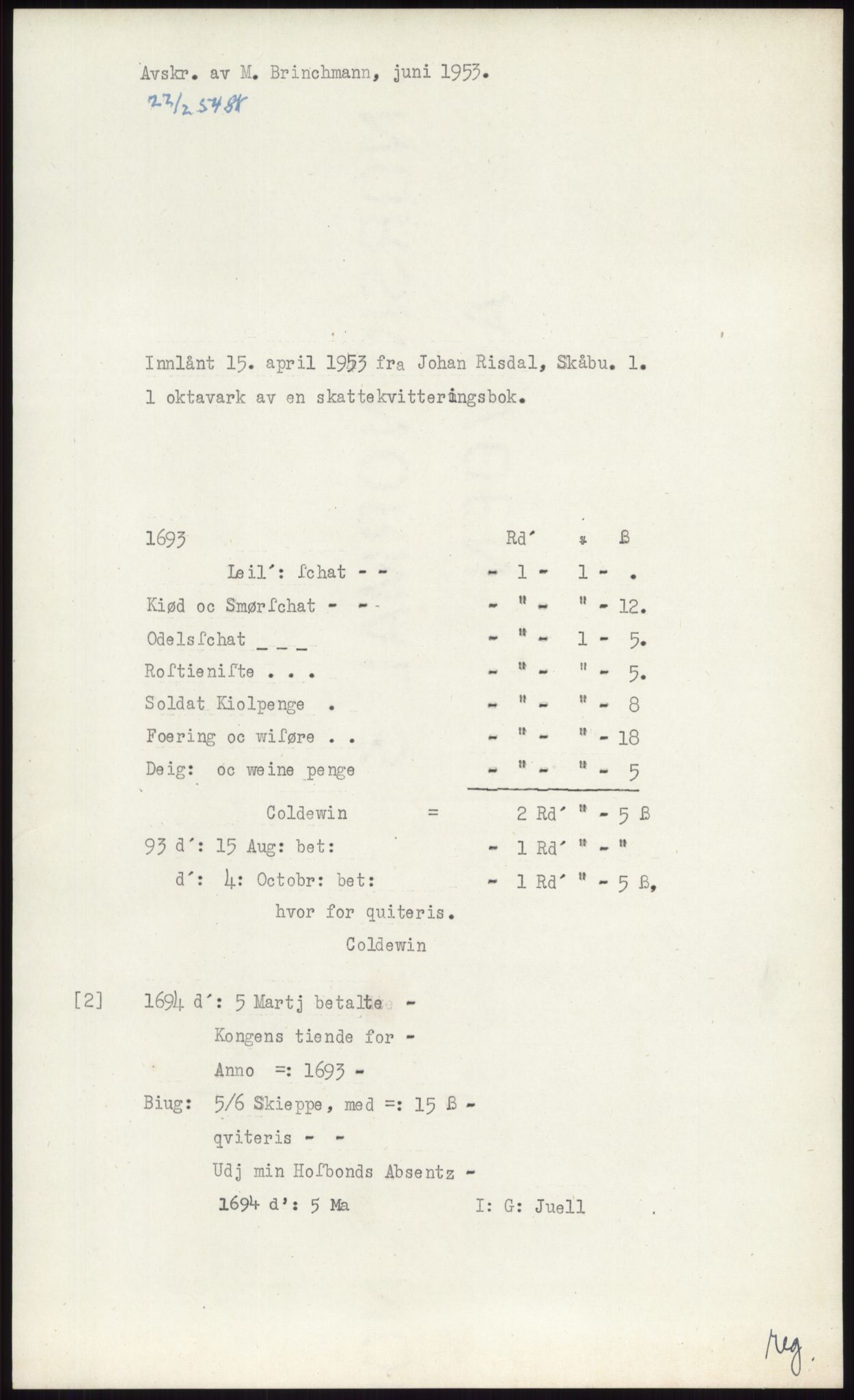 Samlinger til kildeutgivelse, Diplomavskriftsamlingen, RA/EA-4053/H/Ha, s. 3274