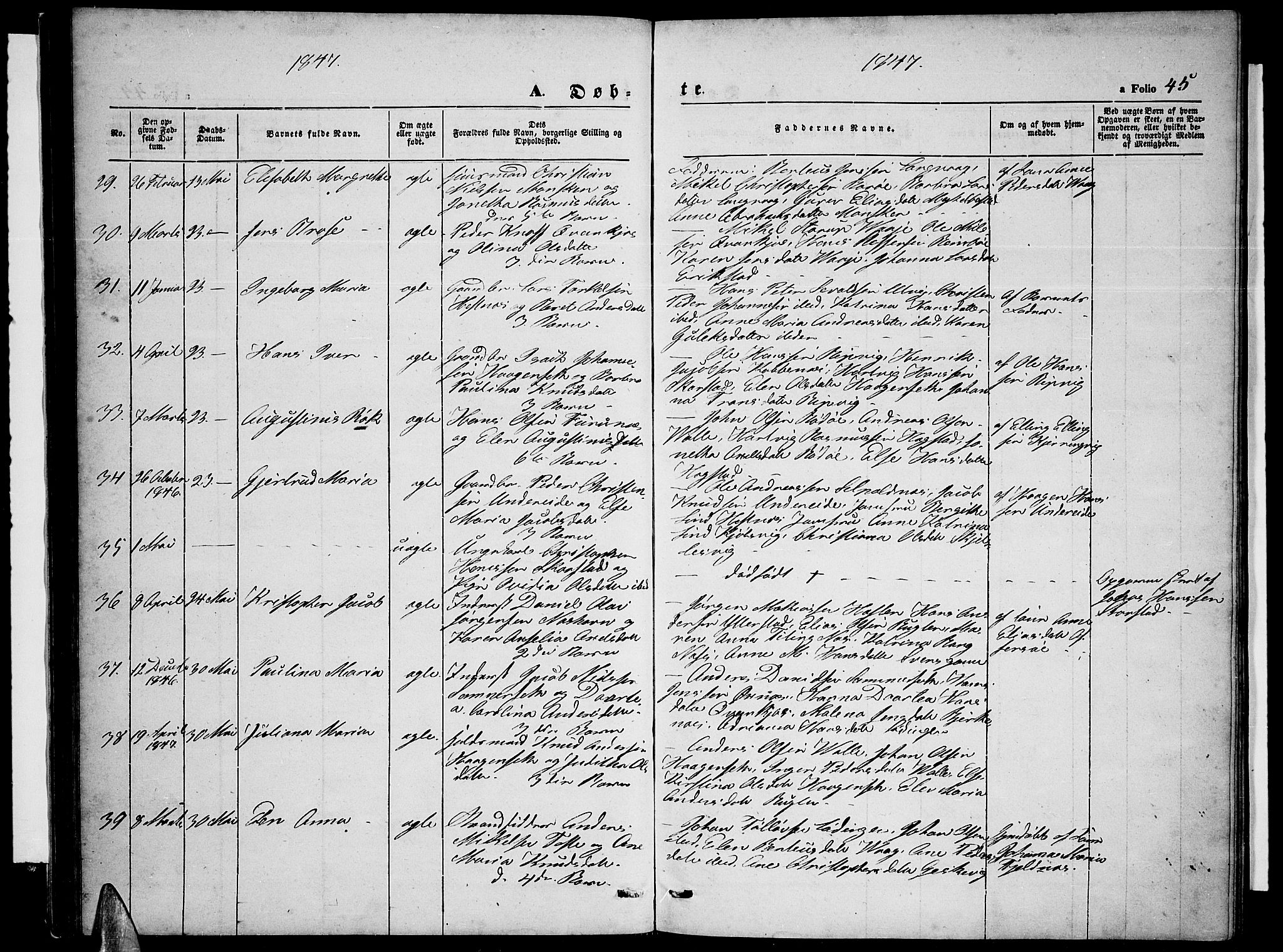 Ministerialprotokoller, klokkerbøker og fødselsregistre - Nordland, AV/SAT-A-1459/872/L1045: Klokkerbok nr. 872C01, 1840-1851, s. 45