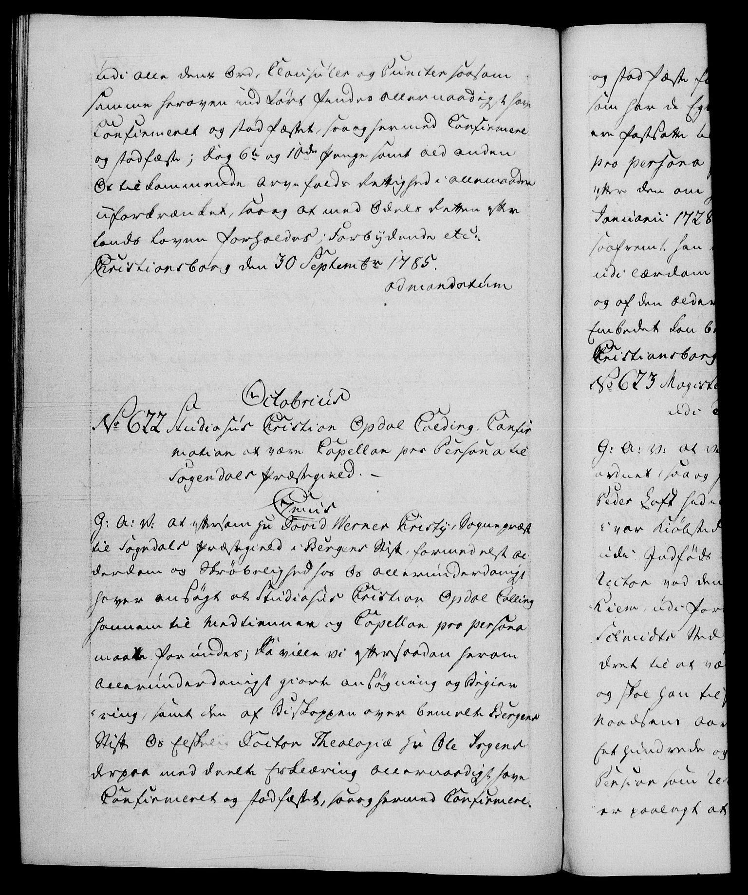 Danske Kanselli 1572-1799, AV/RA-EA-3023/F/Fc/Fca/Fcaa/L0050: Norske registre, 1784-1785, s. 801b