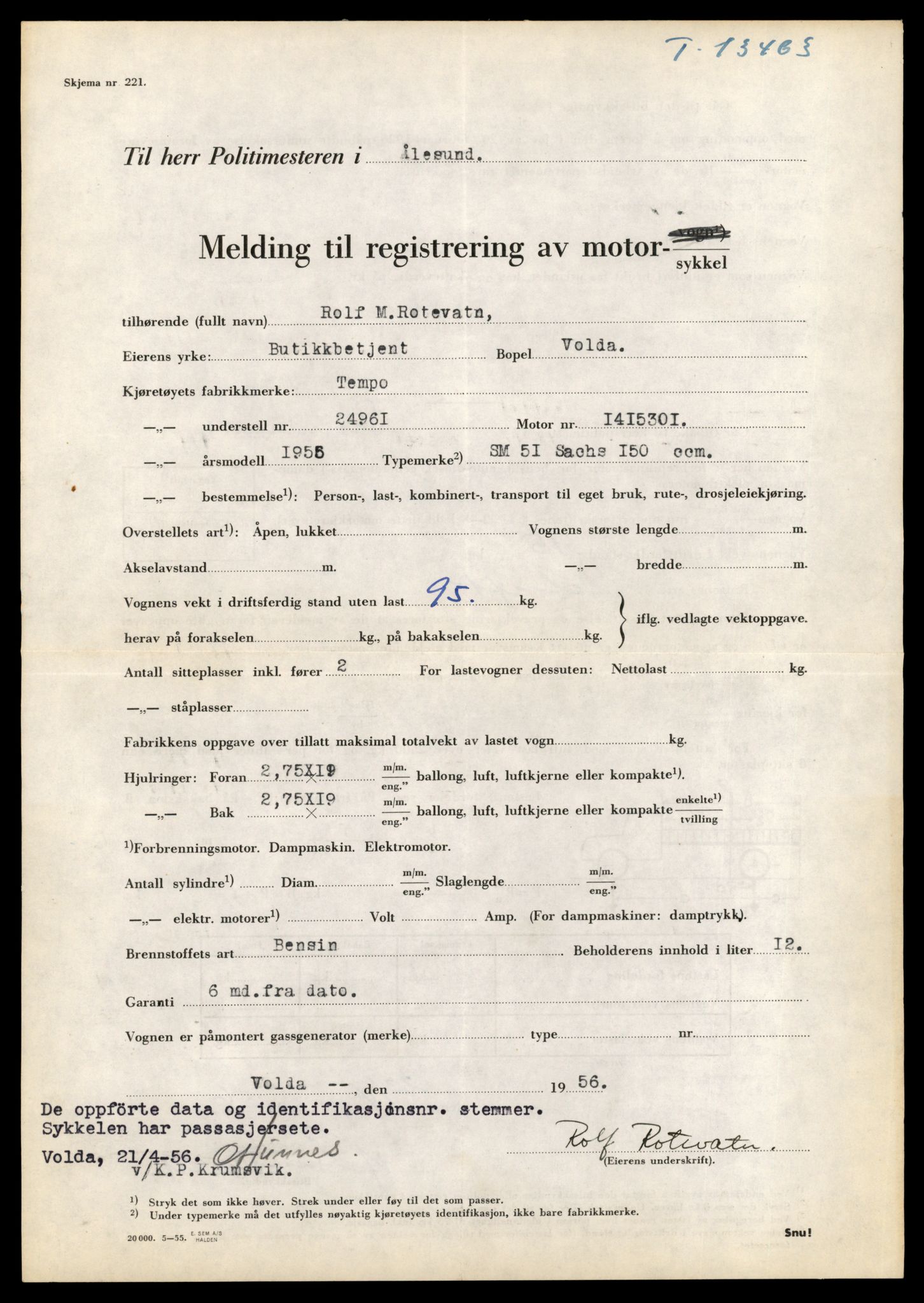 Møre og Romsdal vegkontor - Ålesund trafikkstasjon, AV/SAT-A-4099/F/Fe/L0039: Registreringskort for kjøretøy T 13361 - T 13530, 1927-1998, s. 1803