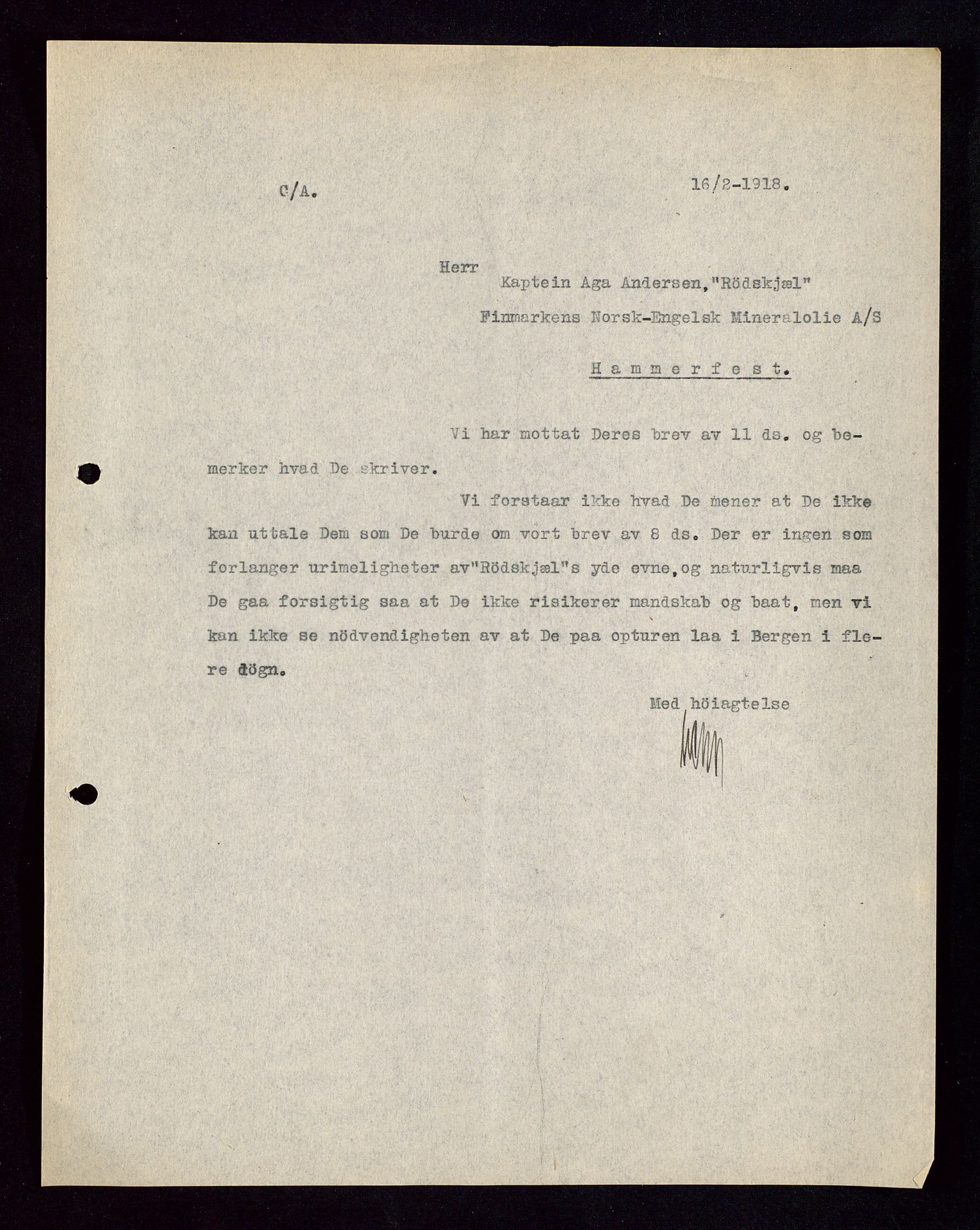 Pa 1521 - A/S Norske Shell, AV/SAST-A-101915/E/Ea/Eaa/L0002: Sjefskorrespondanse, 1917-1918, s. 506