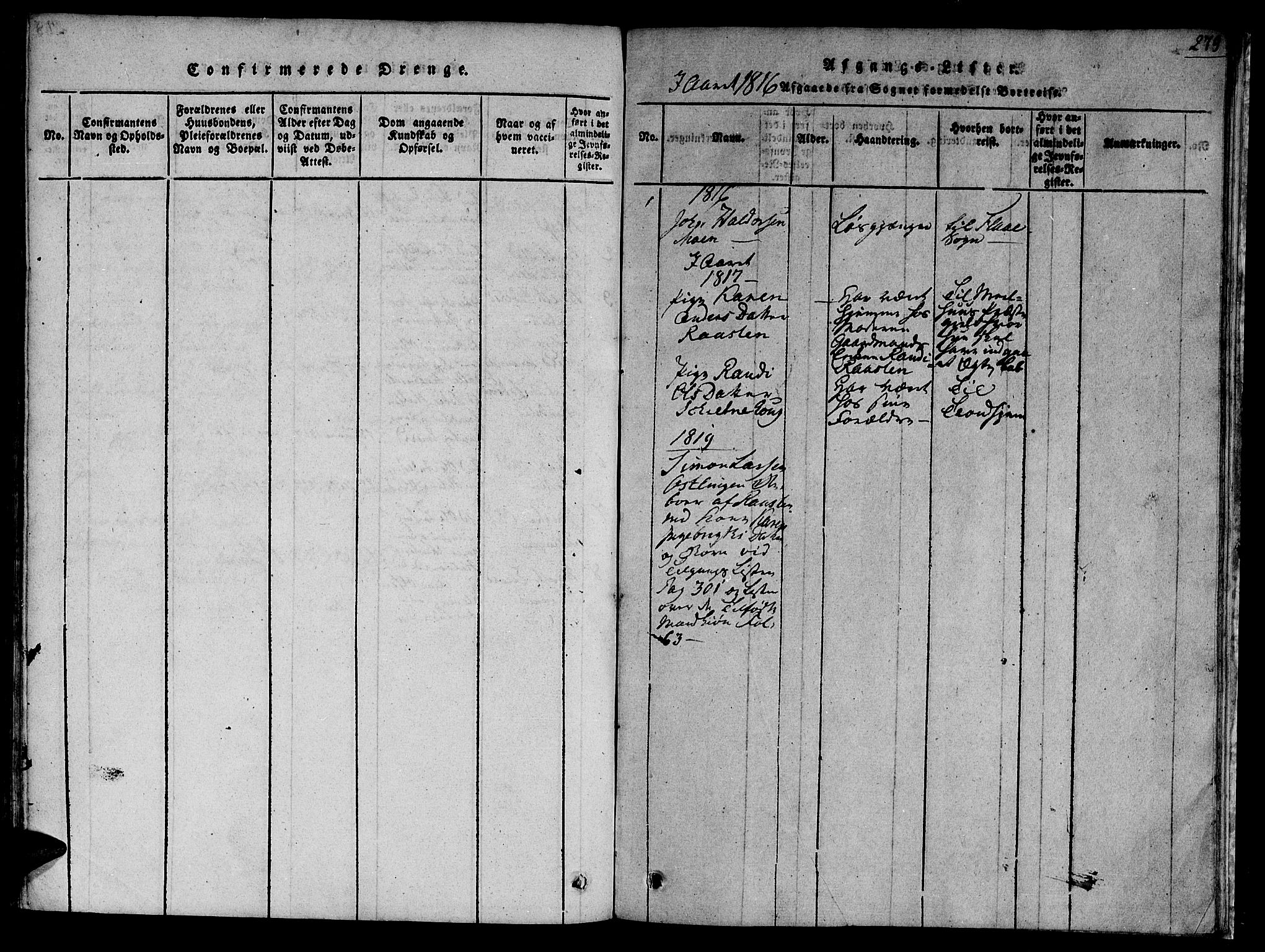 Ministerialprotokoller, klokkerbøker og fødselsregistre - Sør-Trøndelag, AV/SAT-A-1456/618/L0439: Ministerialbok nr. 618A04 /1, 1816-1843, s. 281