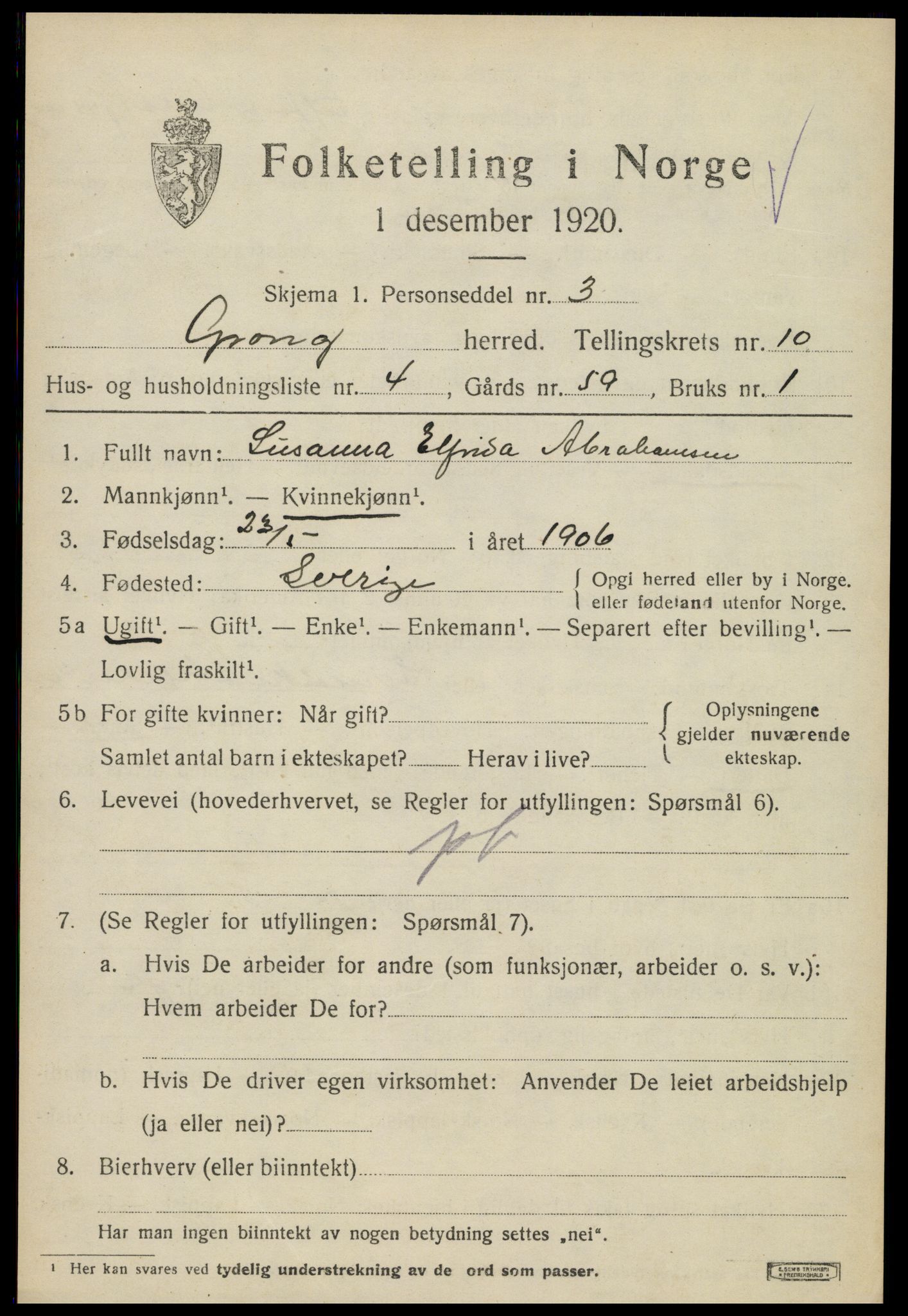SAT, Folketelling 1920 for 1742 Grong herred, 1920, s. 5631