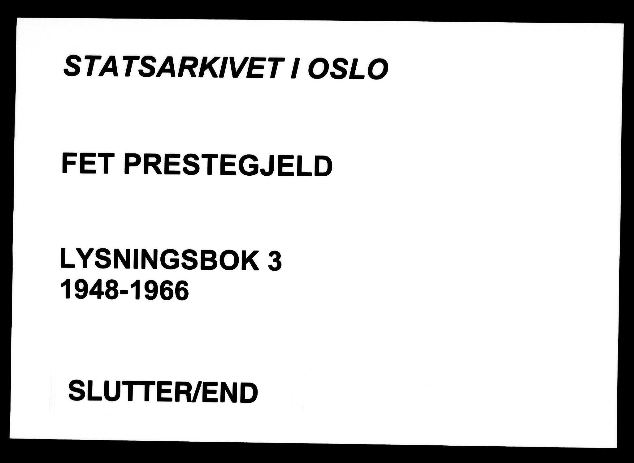 Fet prestekontor Kirkebøker, AV/SAO-A-10370a/H/Ha/L0003: Lysningsprotokoll nr. 3, 1948-1966