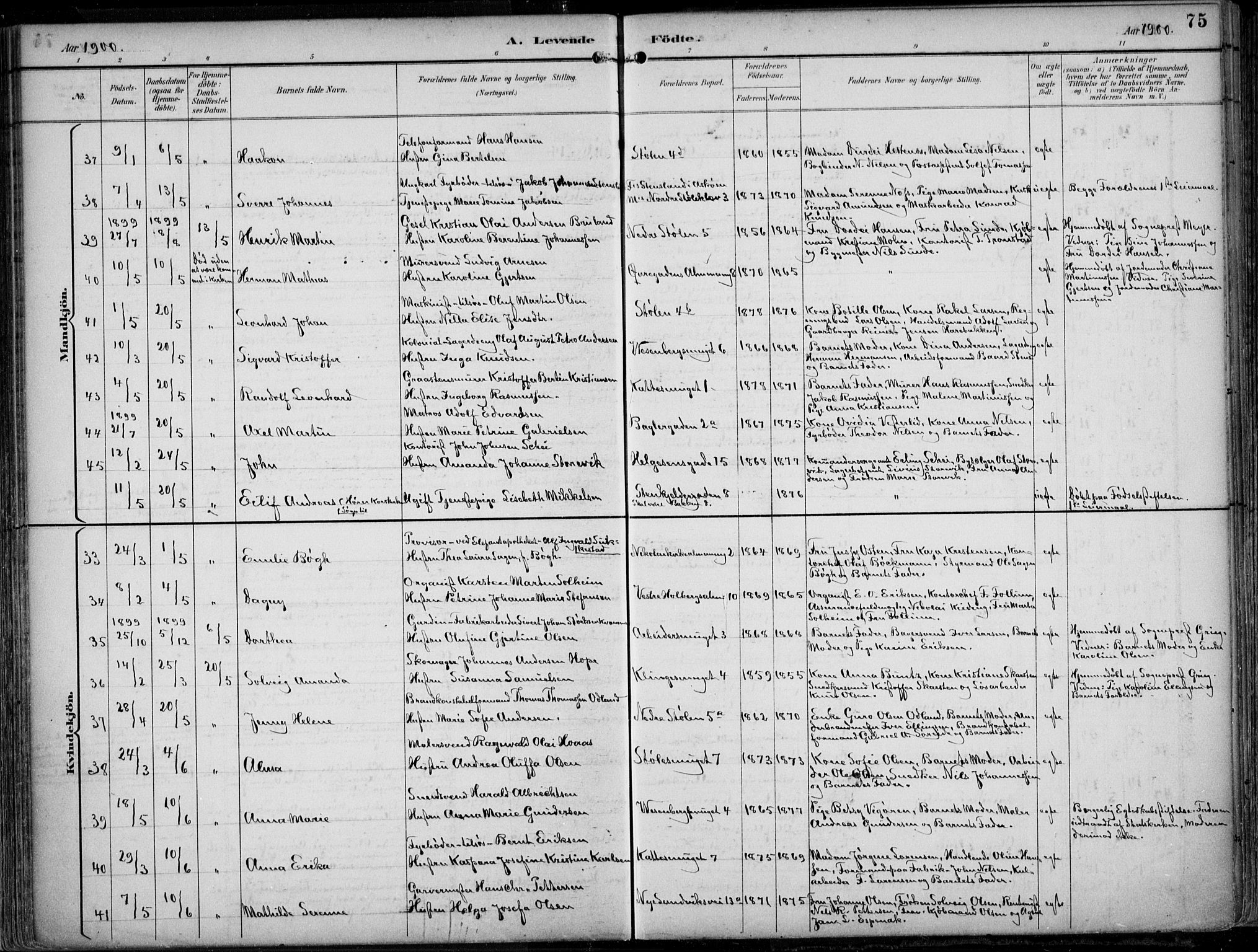 Mariakirken Sokneprestembete, AV/SAB-A-76901/H/Hab/L0005: Klokkerbok nr. A 5, 1893-1913, s. 75