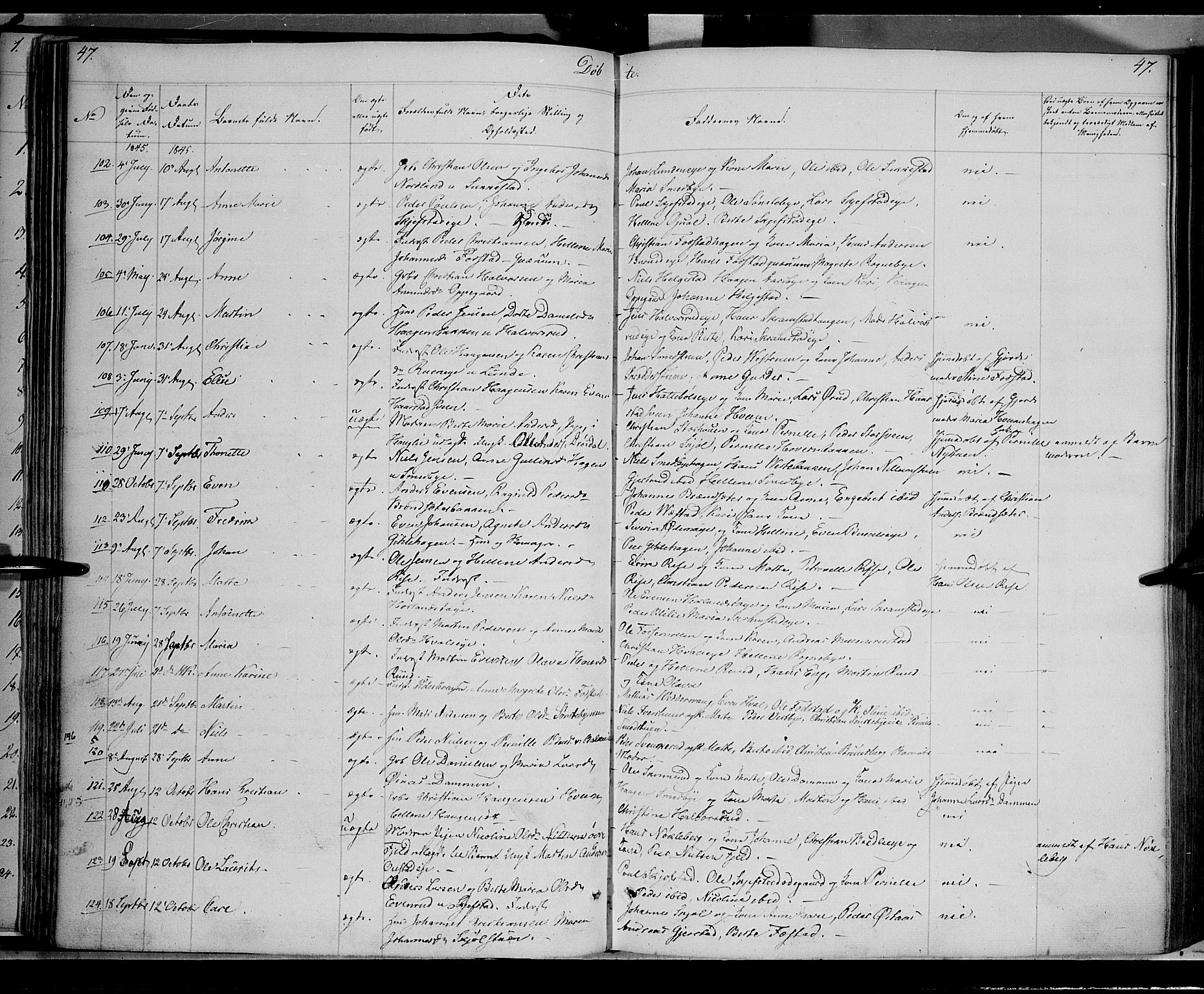 Østre Toten prestekontor, AV/SAH-PREST-104/H/Ha/Haa/L0002: Ministerialbok nr. 2, 1840-1847, s. 47