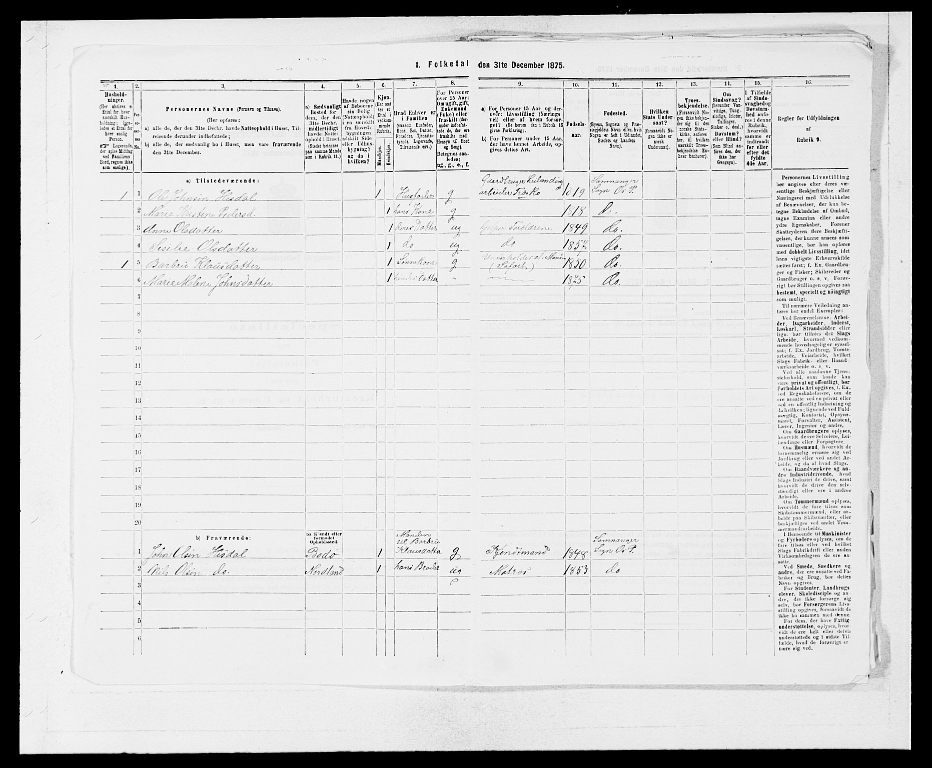 SAB, Folketelling 1875 for 1243P Os prestegjeld, 1875, s. 753