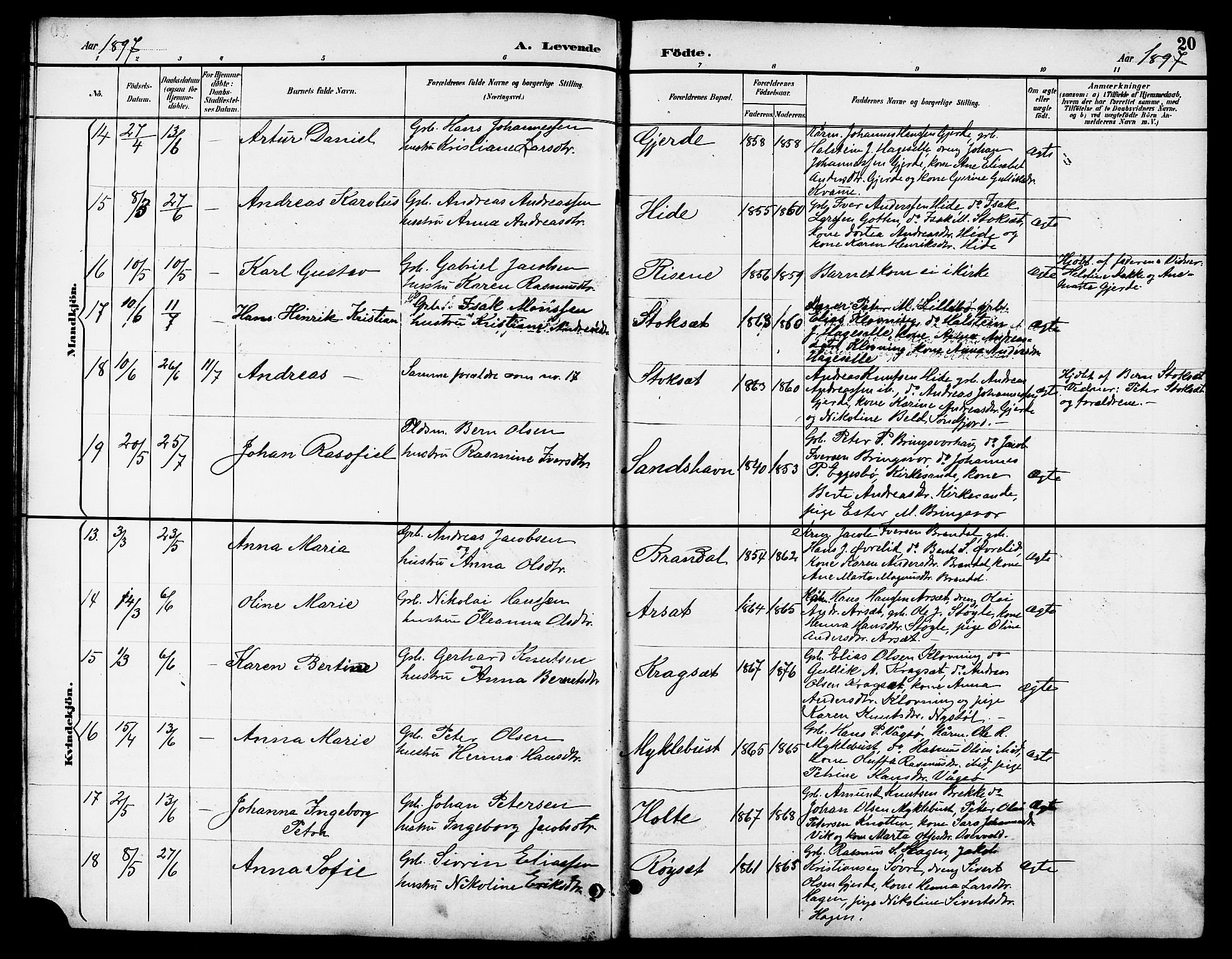 Ministerialprotokoller, klokkerbøker og fødselsregistre - Møre og Romsdal, AV/SAT-A-1454/503/L0049: Klokkerbok nr. 503C04, 1894-1915, s. 20