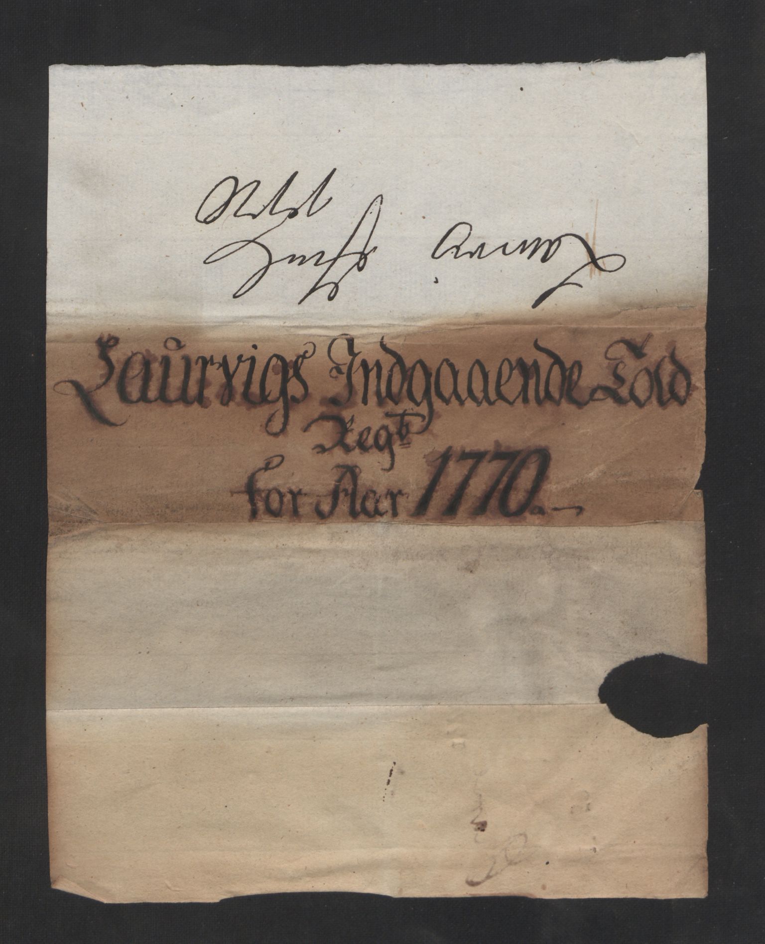 Generaltollkammeret, tollregnskaper, AV/RA-EA-5490/R11/L0054/0001: Tollregnskaper Larvik og Sandefjord / Inngående hovedtollbok, 1770